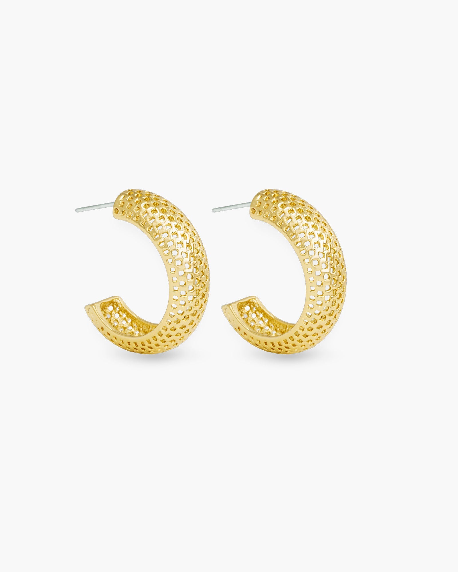 Madelyn Polished Mesh Hoop Gold Earrings
