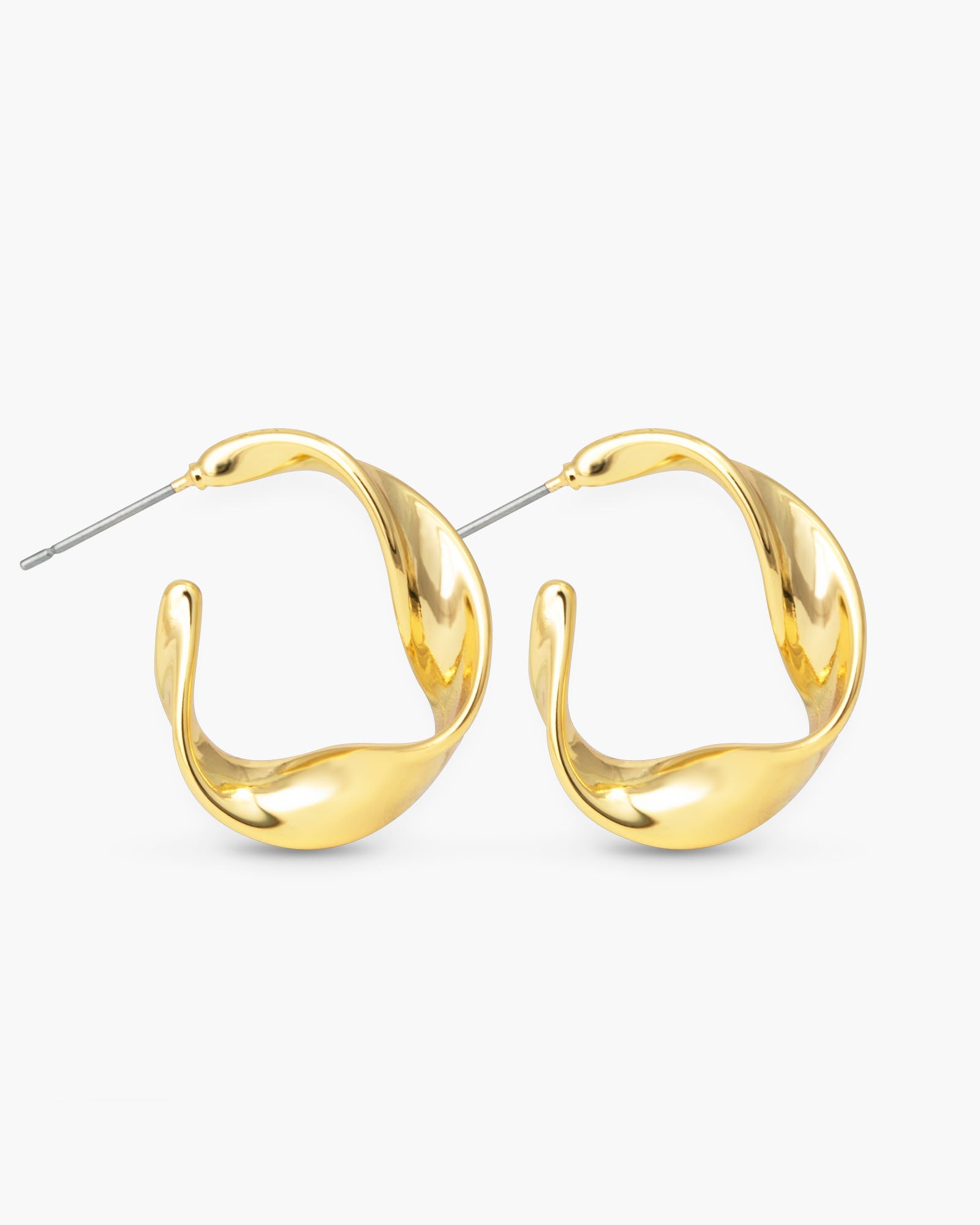 Ashley Polished Twisted Hoop Gold Earrings