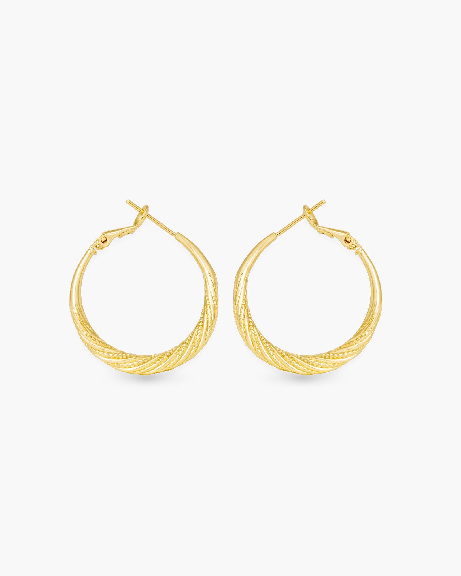 Ivy Textured Twisted Hoop Gold Earrings