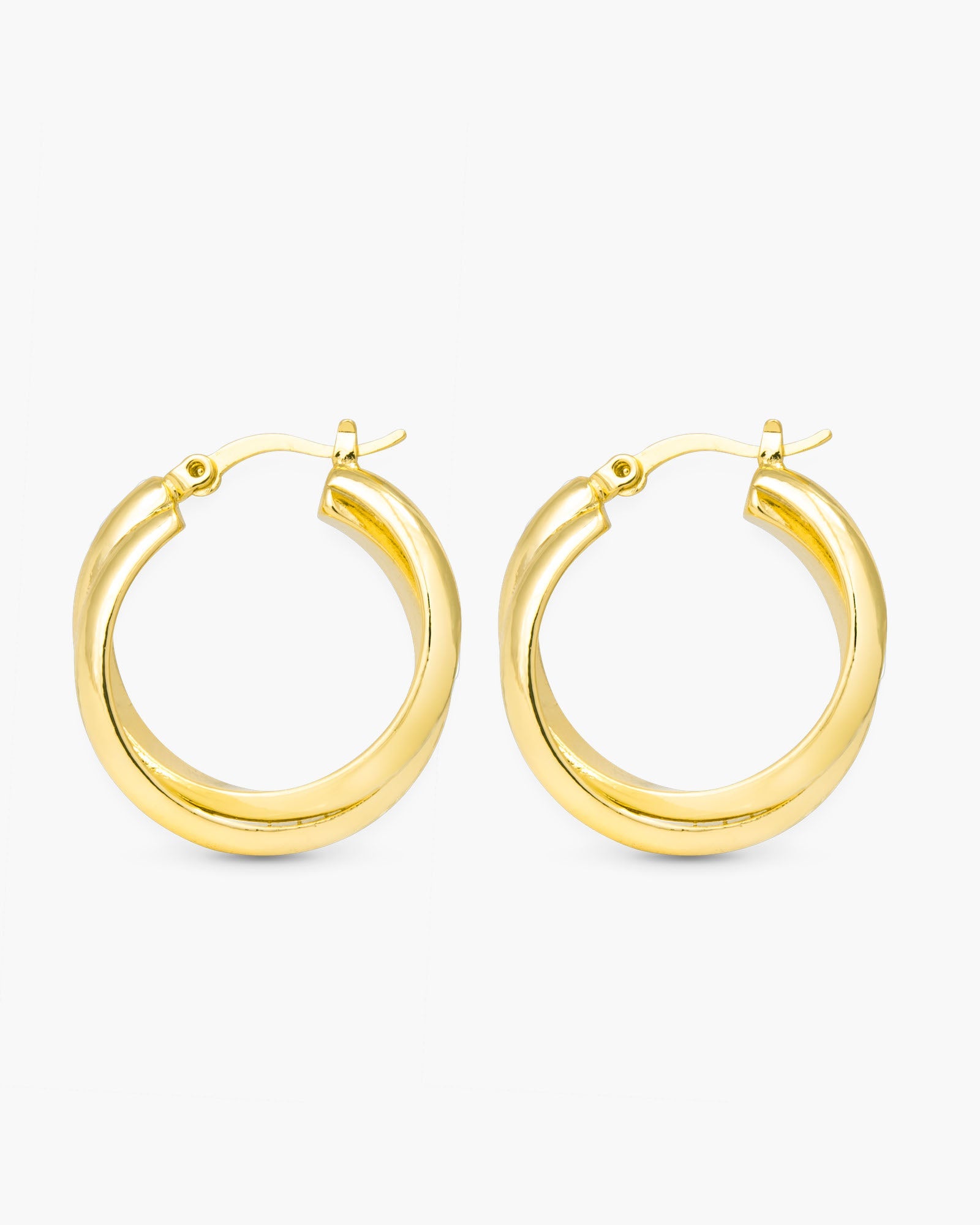 Diana Polished Simple Twist Hoop Gold Earrings
