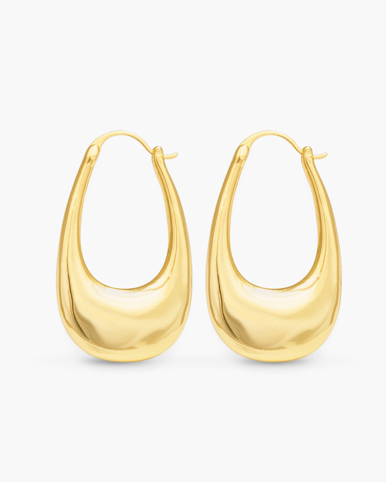 Naomi Polished Elongated Hoop Gold Earrings