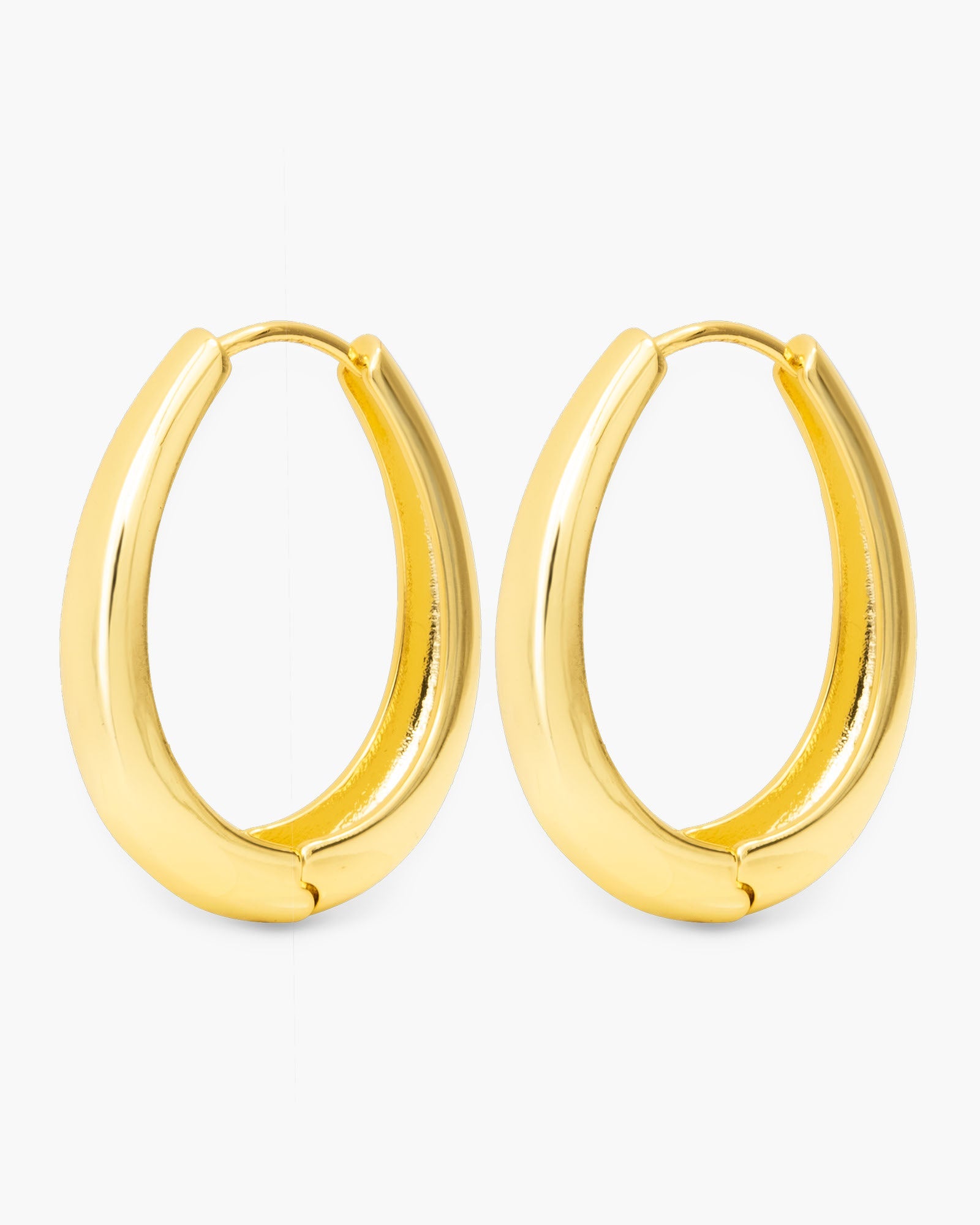 Judith Polished Large Oval Hoop Gold Earrings