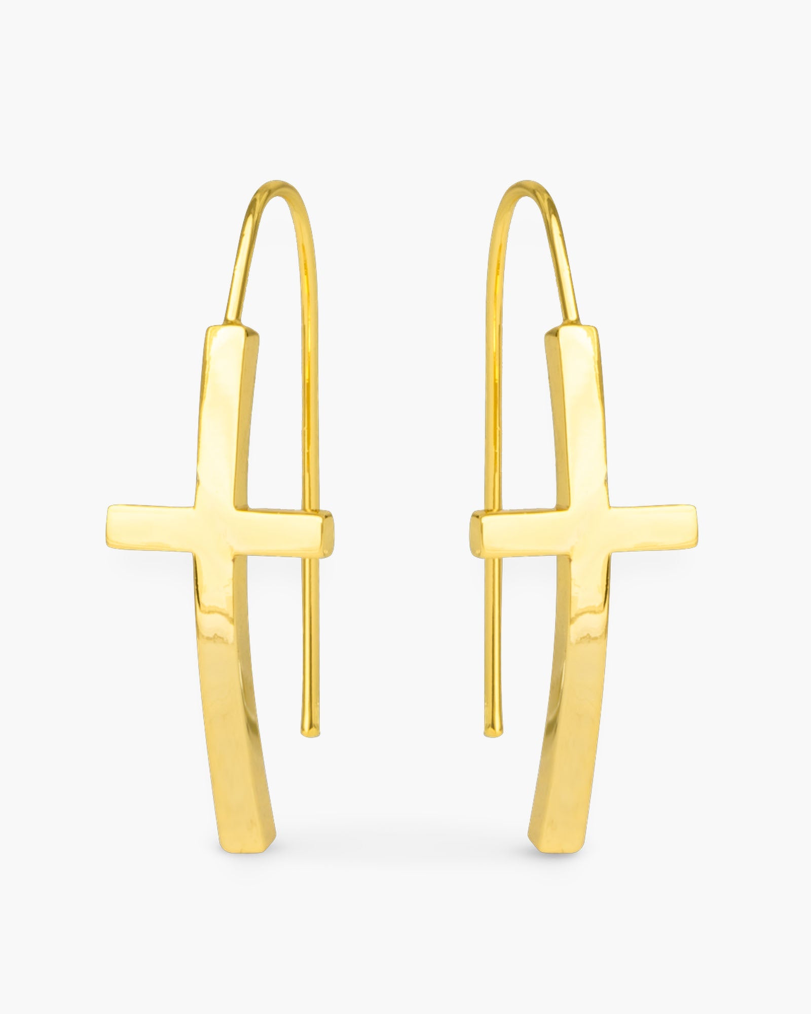 Maria Polished Cross Drops Gold Earrings