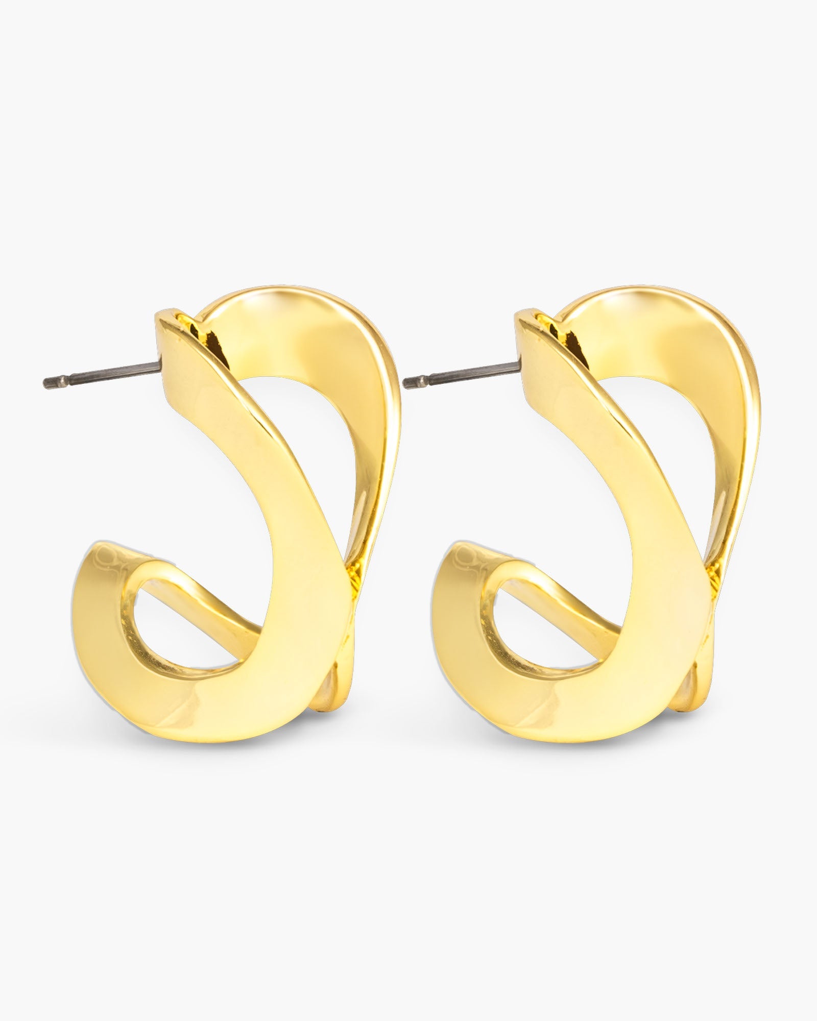 Taylor Polished Folded Hoop Gold Earrings