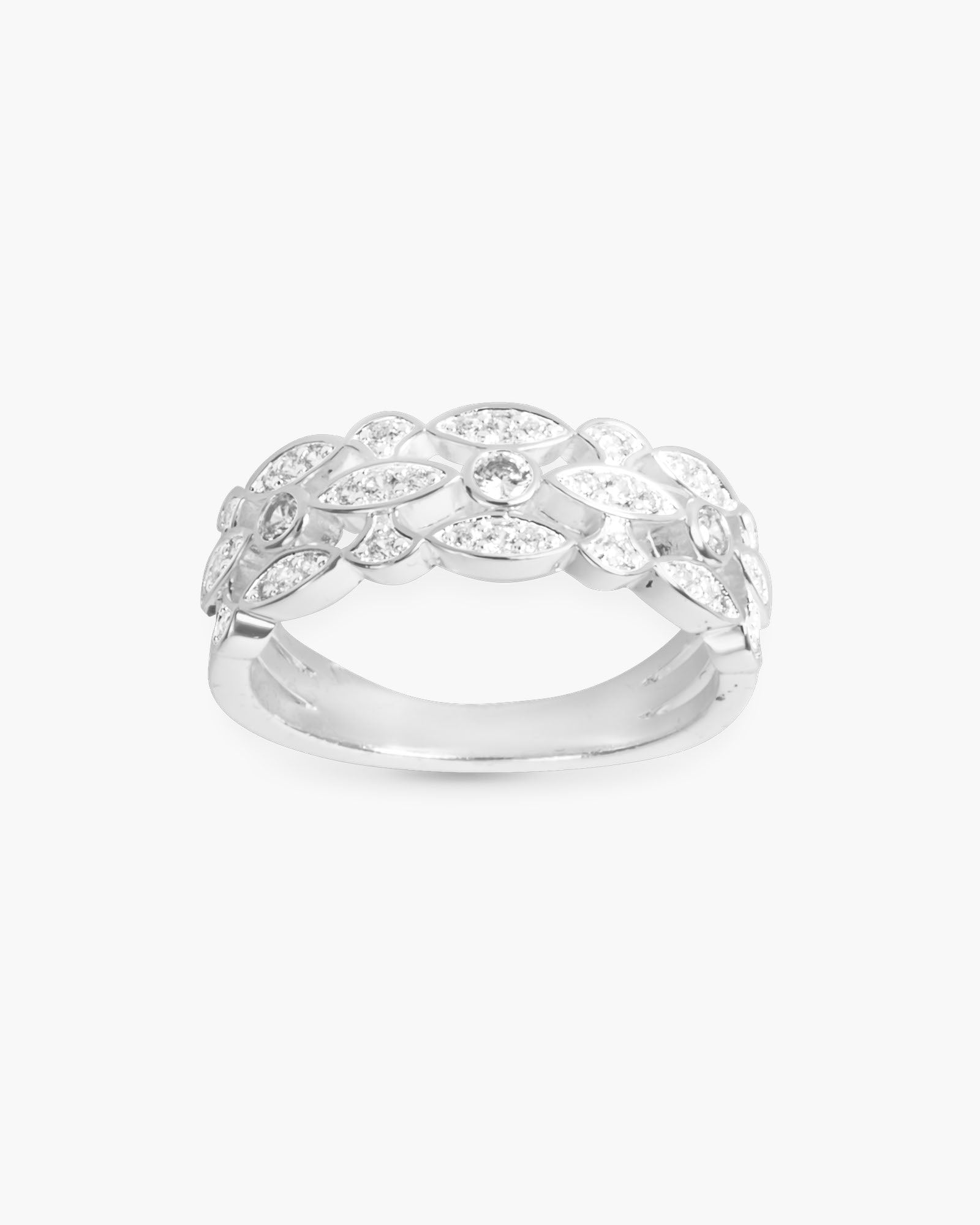 Silver CZ Braided Ring