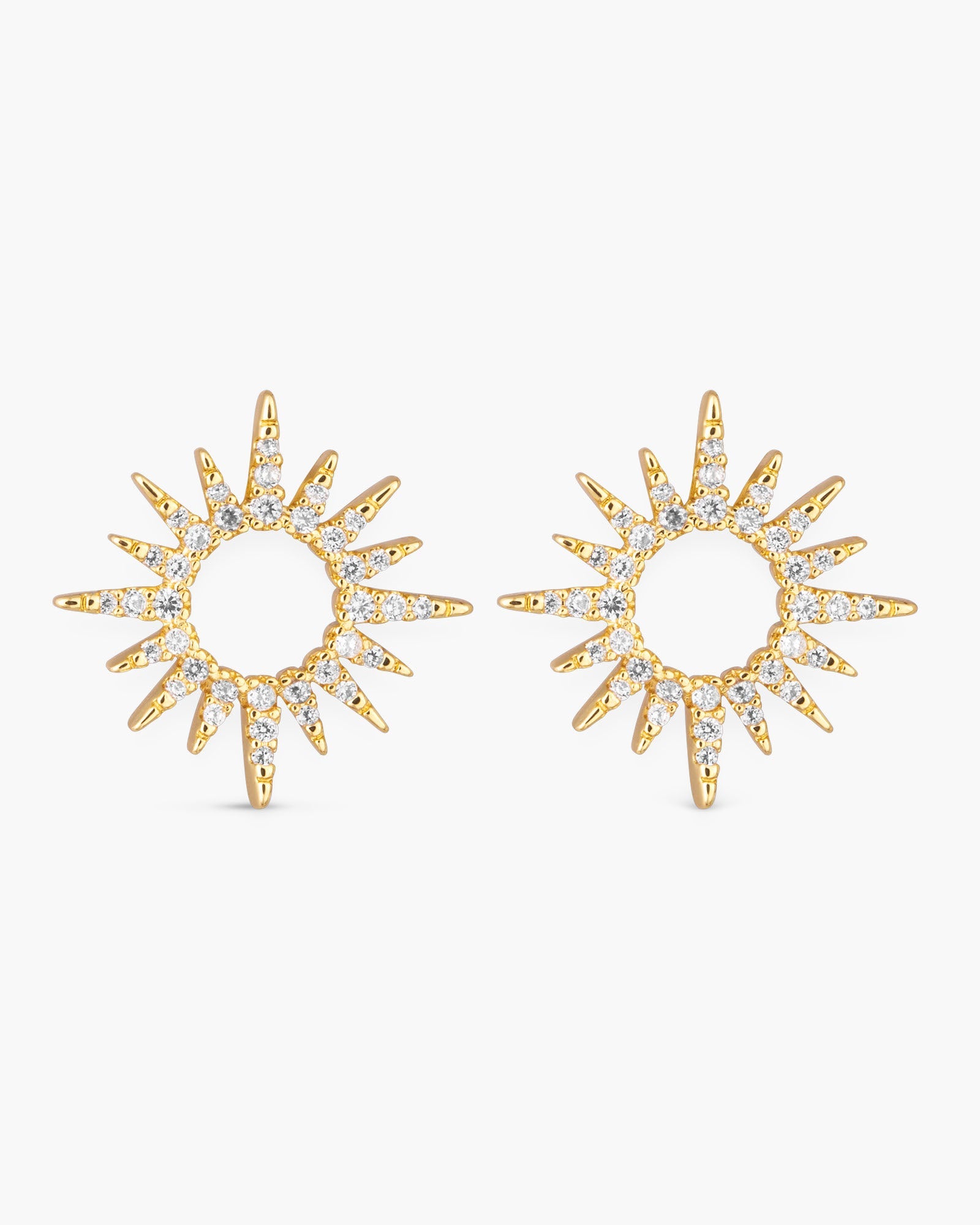 CZ Sunburst Earrings - Gold