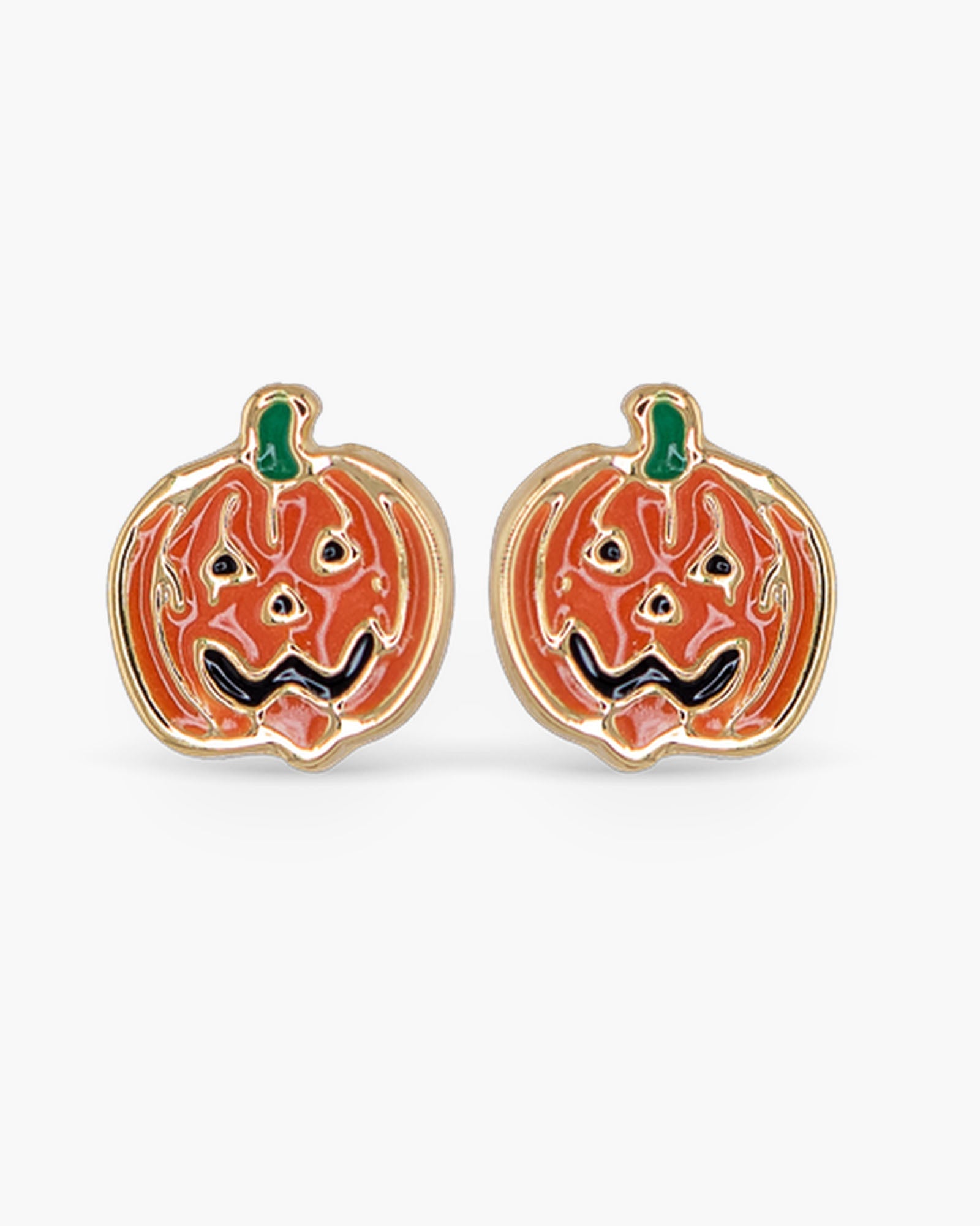 Gold Pumpkin Enamel Earrings