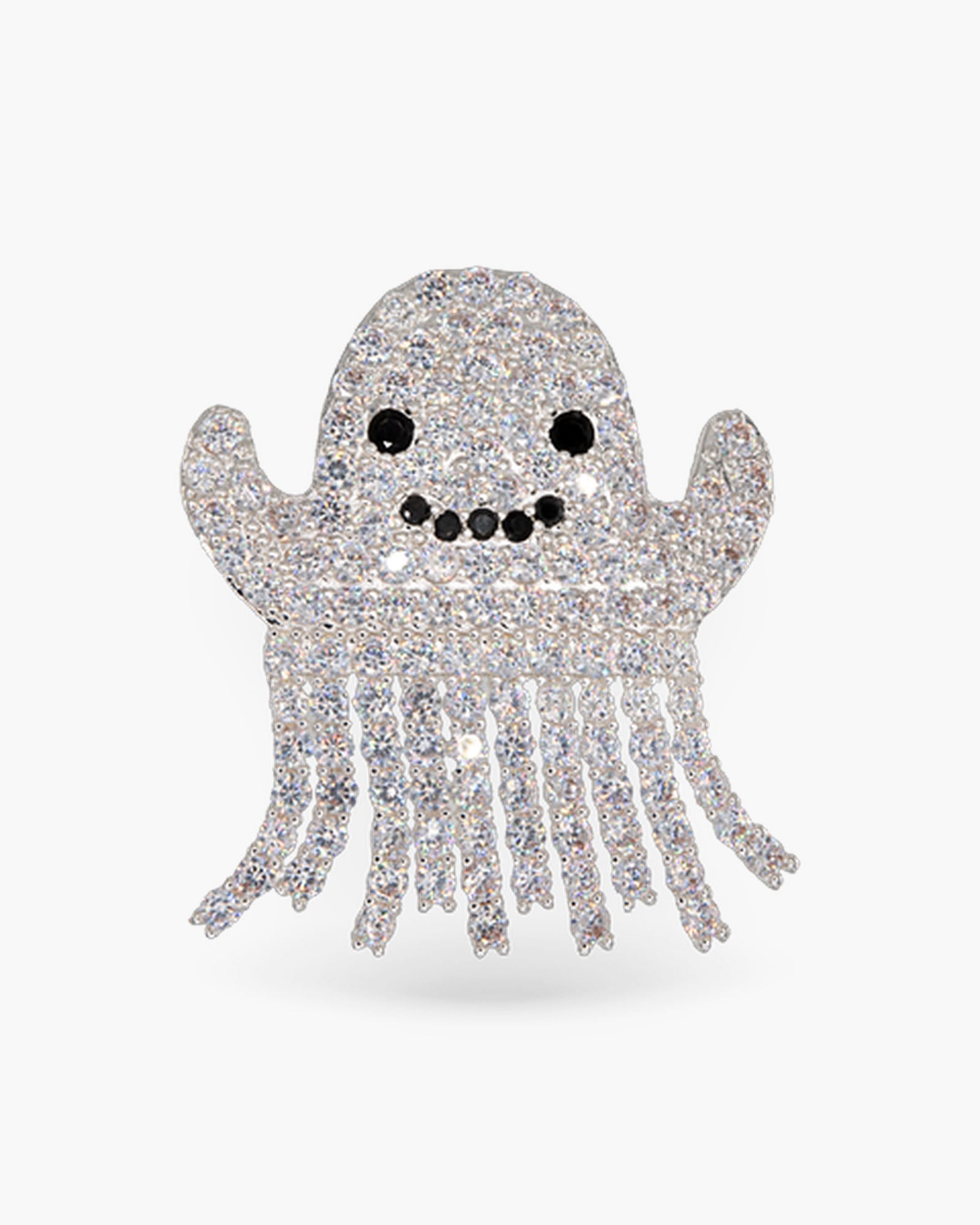 Silver Clear & Black CZ Ghost Pin
