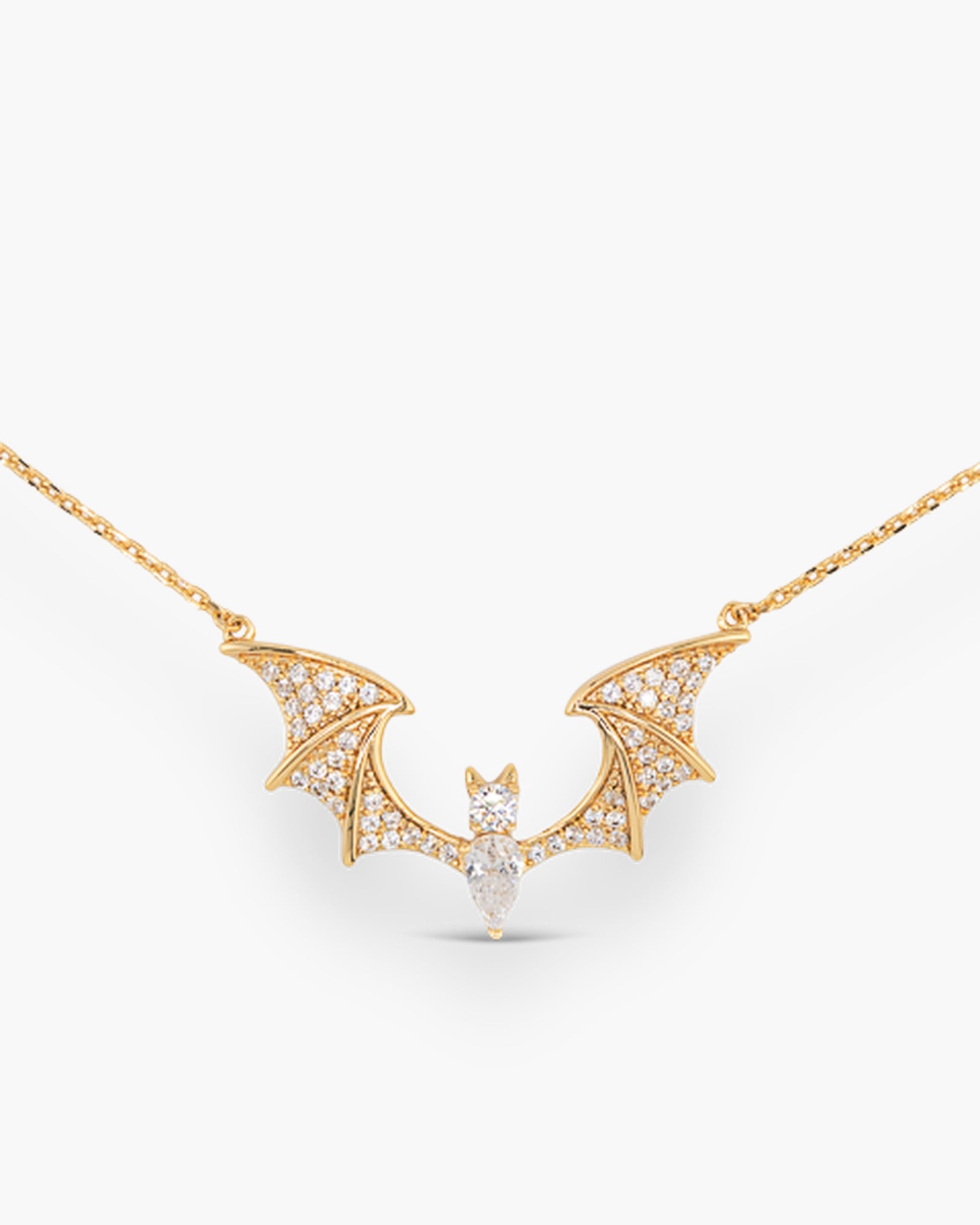 Gold CZ Bat Necklace