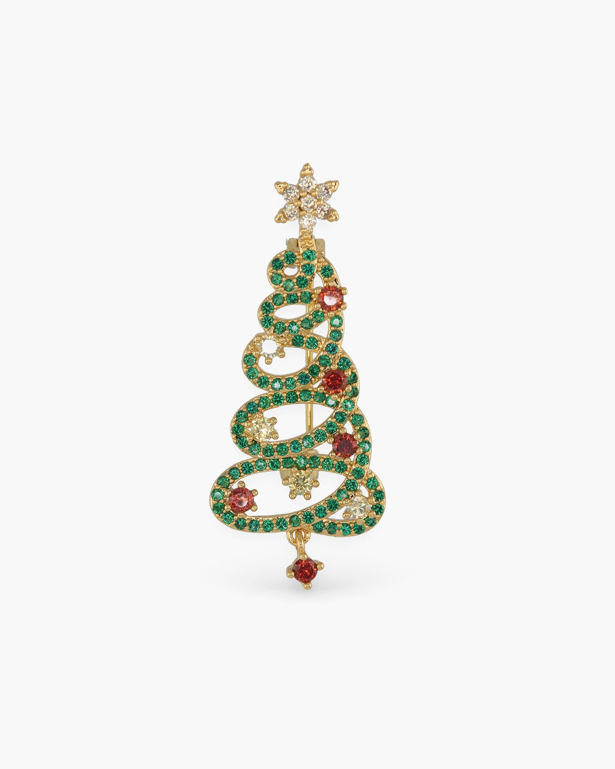 Gold CZ Spiral Christmas Tree Pin