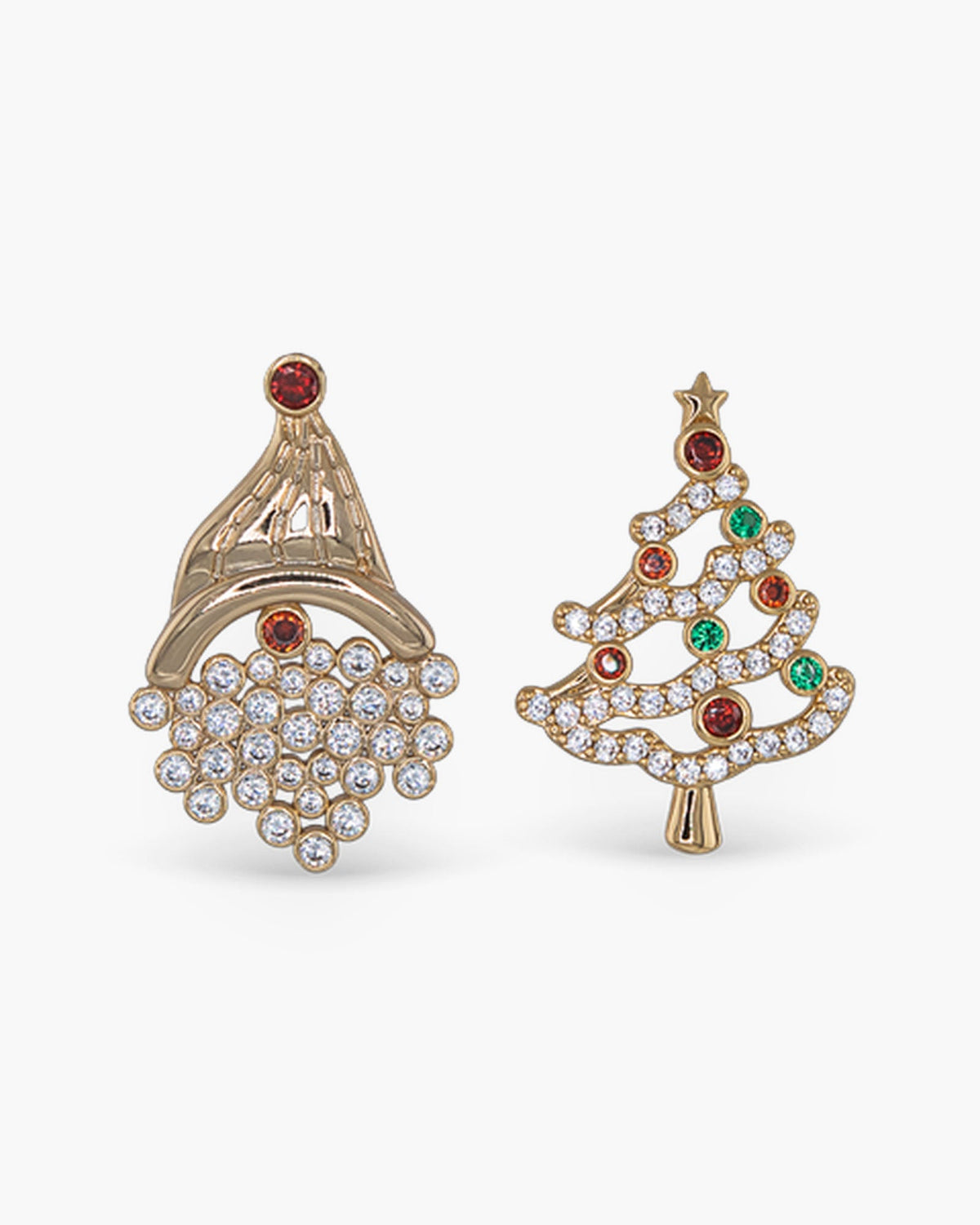 Gold CZ Santa/Christmas Tree Earrings