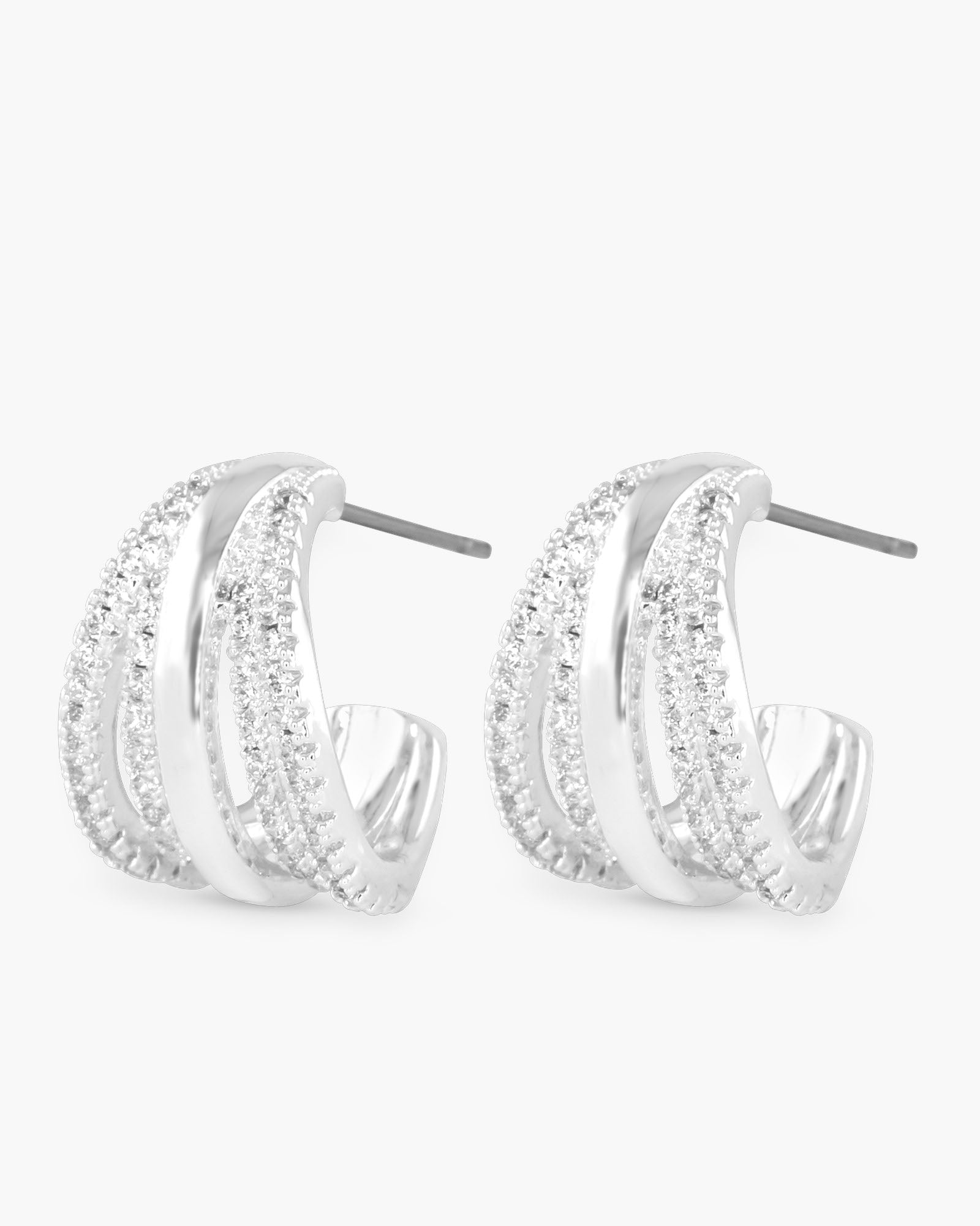 Multi Row Hoop Earring - Silver