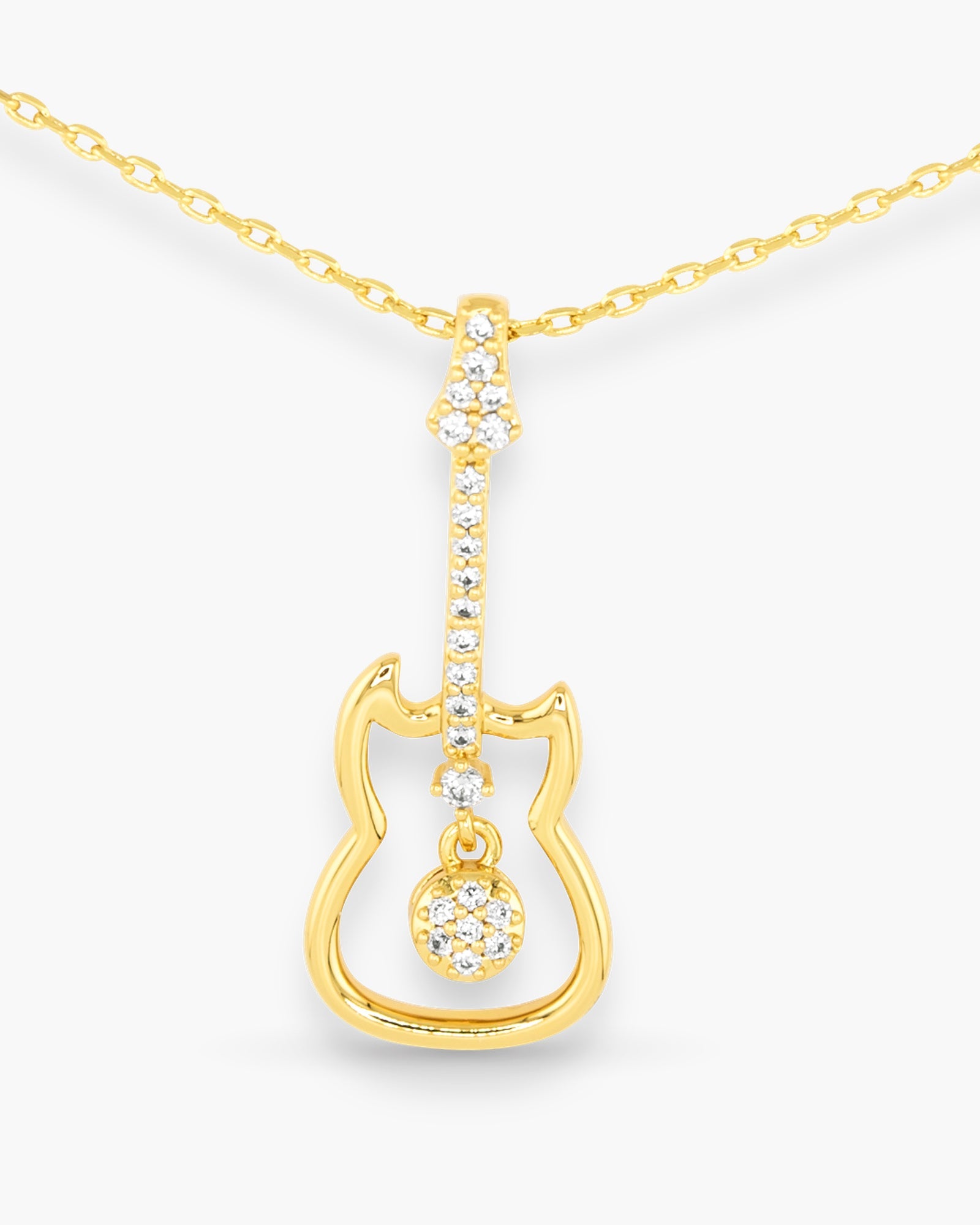 CZ Guitar Necklace - Gold