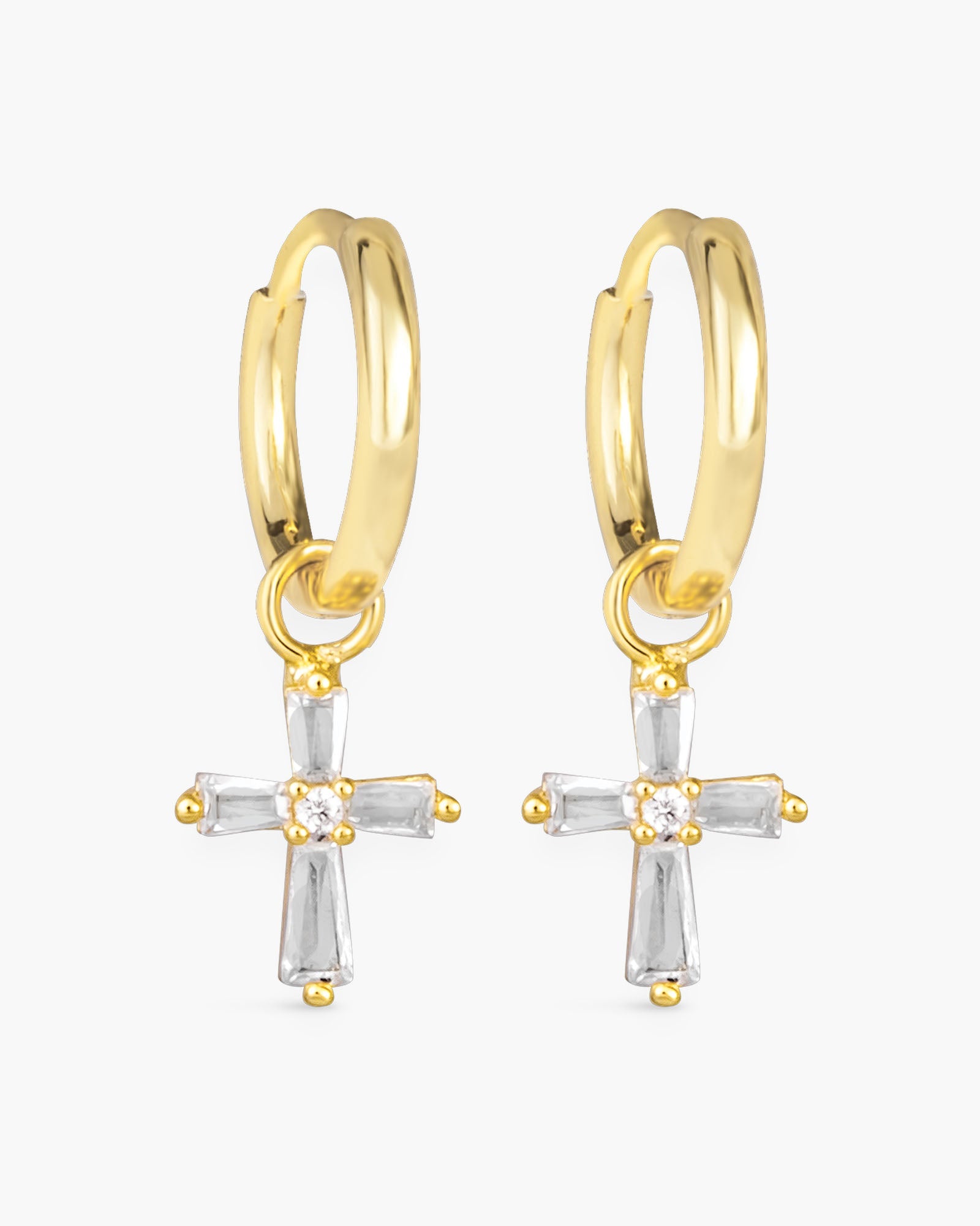 Tapered Cross Hoop Earring - Gold