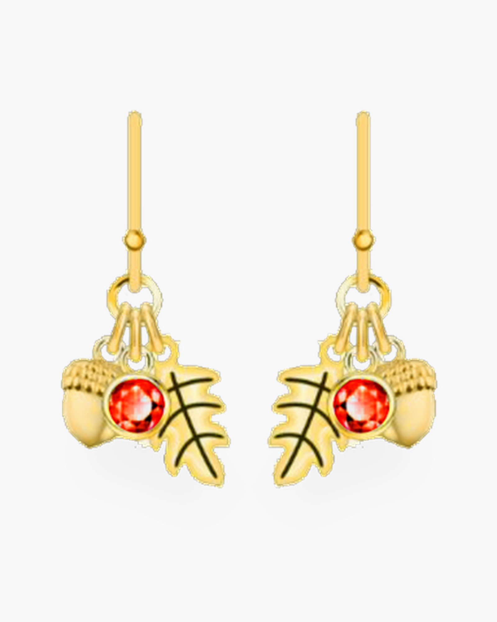 Gold CZ Fall Leaf & Acorn Earrings