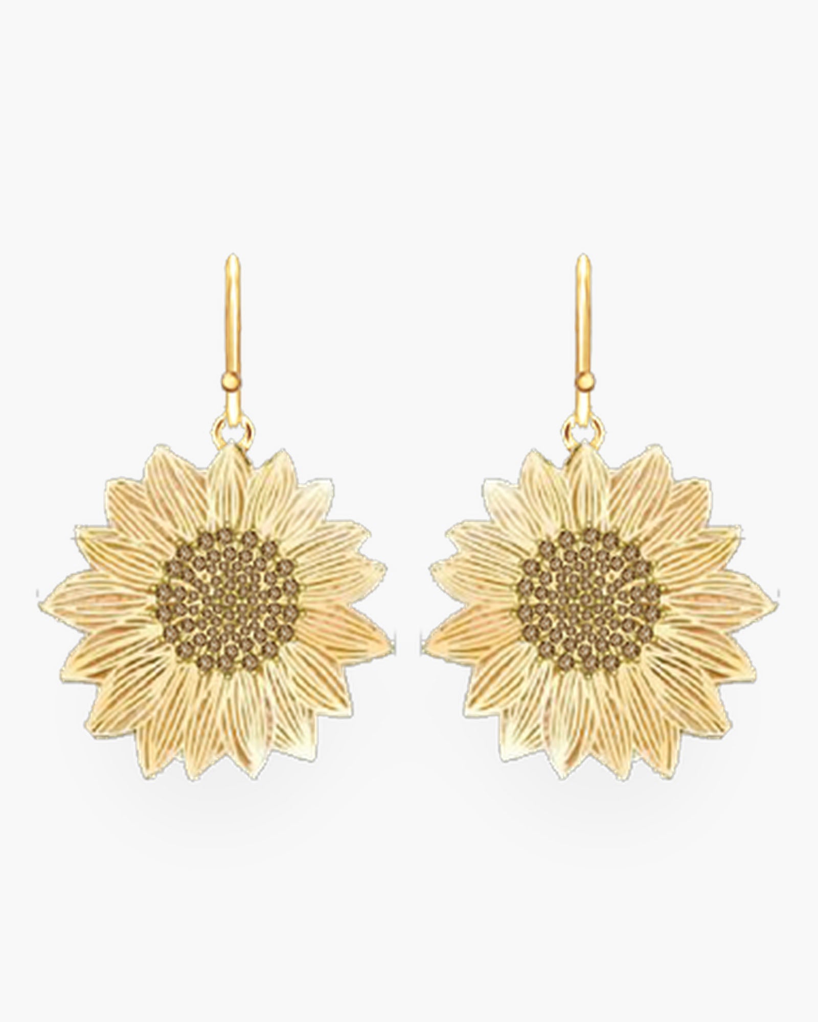 Gold CZ Sunflower Earrings