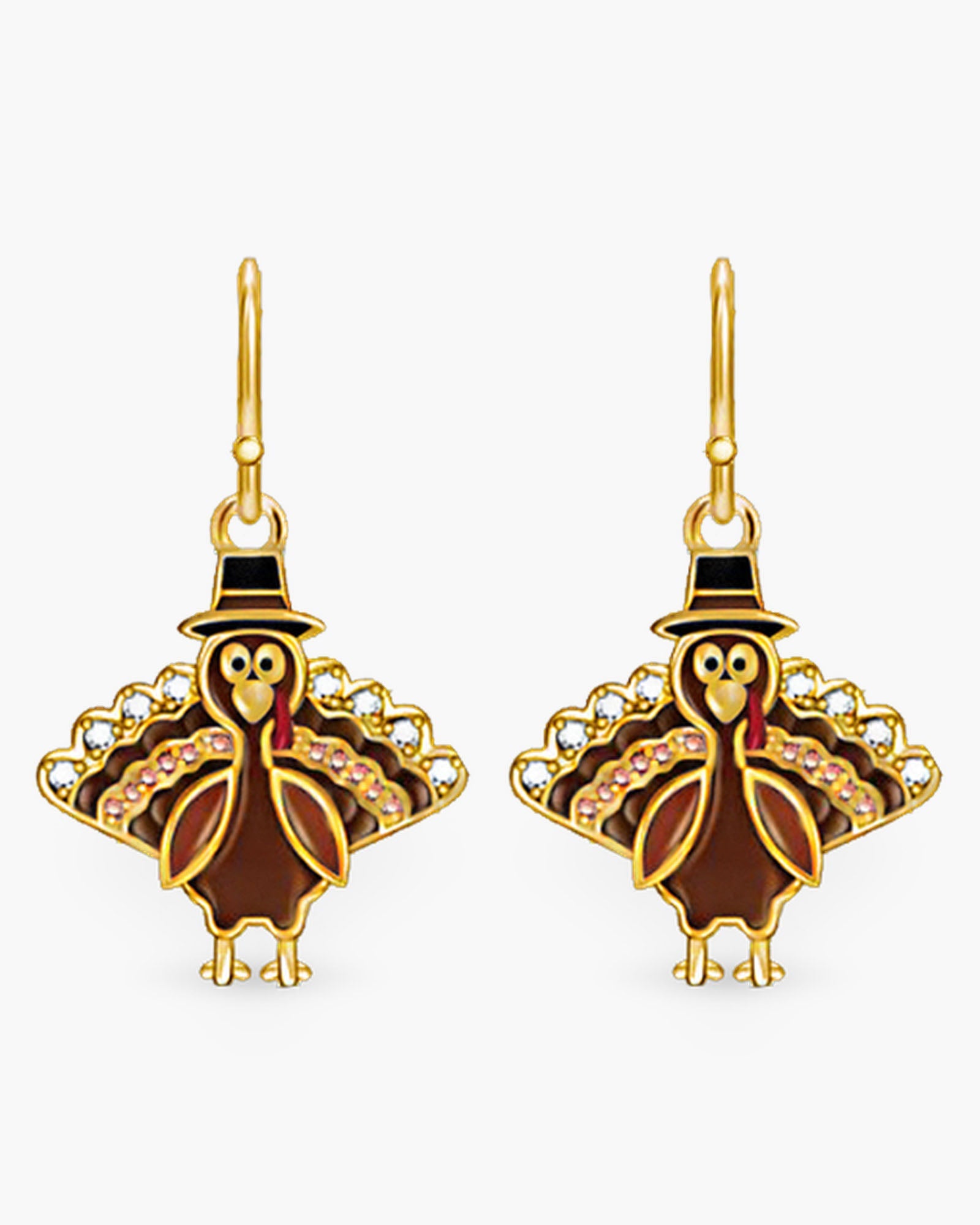 Gold Enamel Turkey Earrings