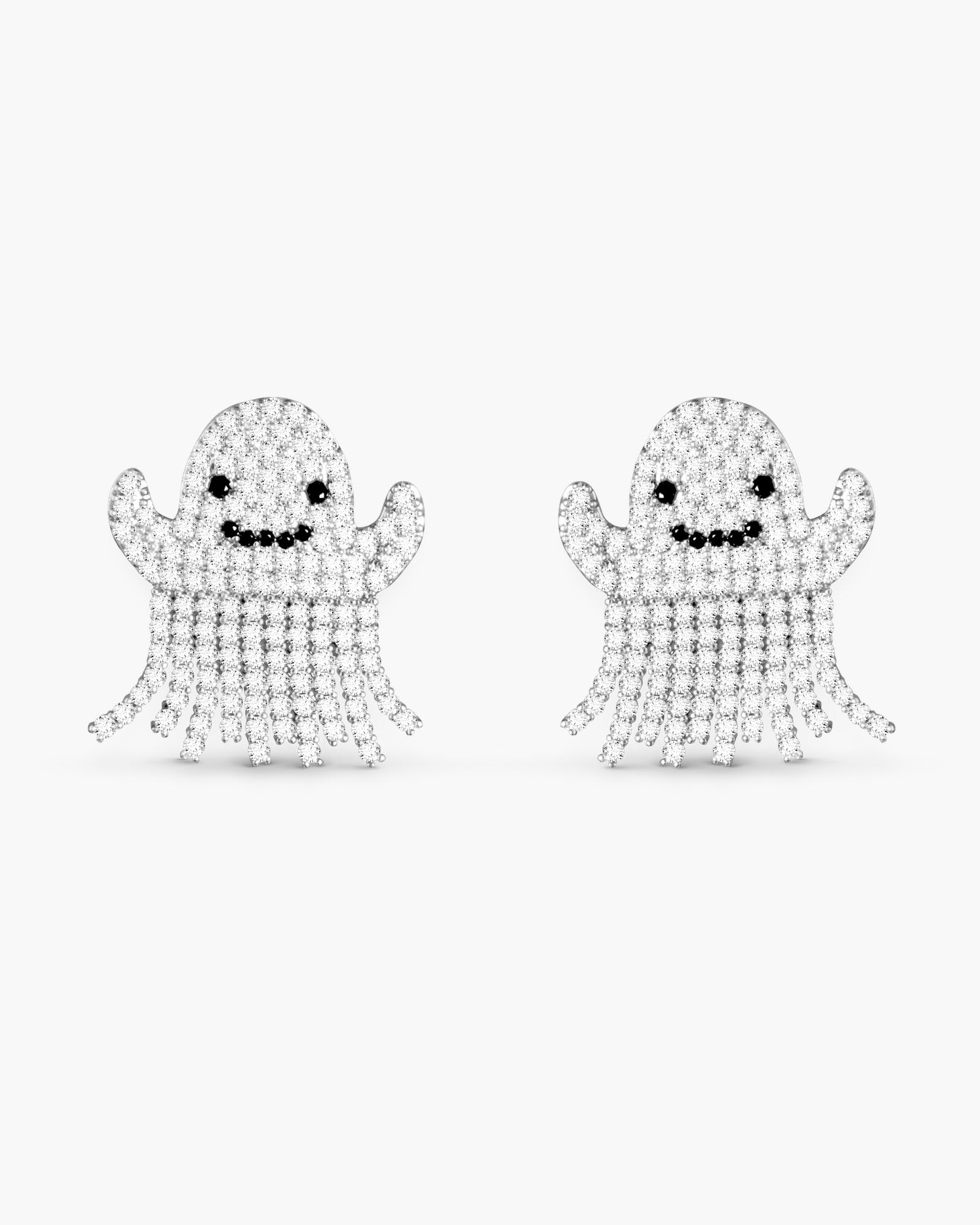 Silver Fringe Ghost Earrings