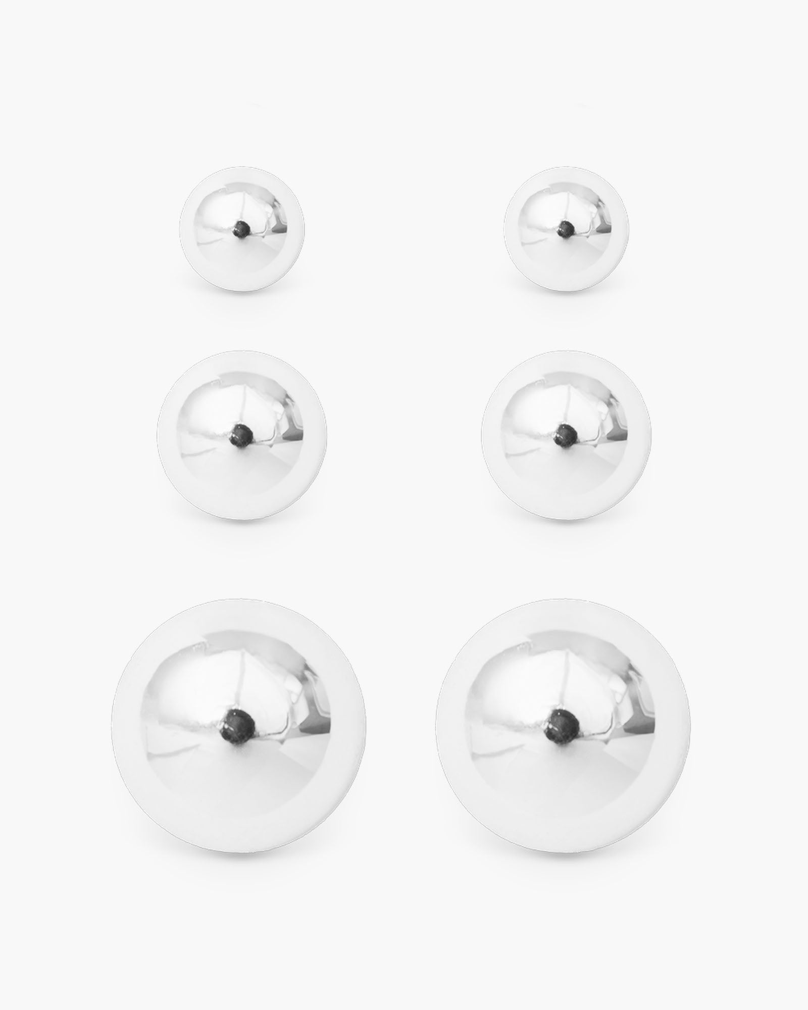 Silver Crystal Polished Ball Stud Triplet Earrings