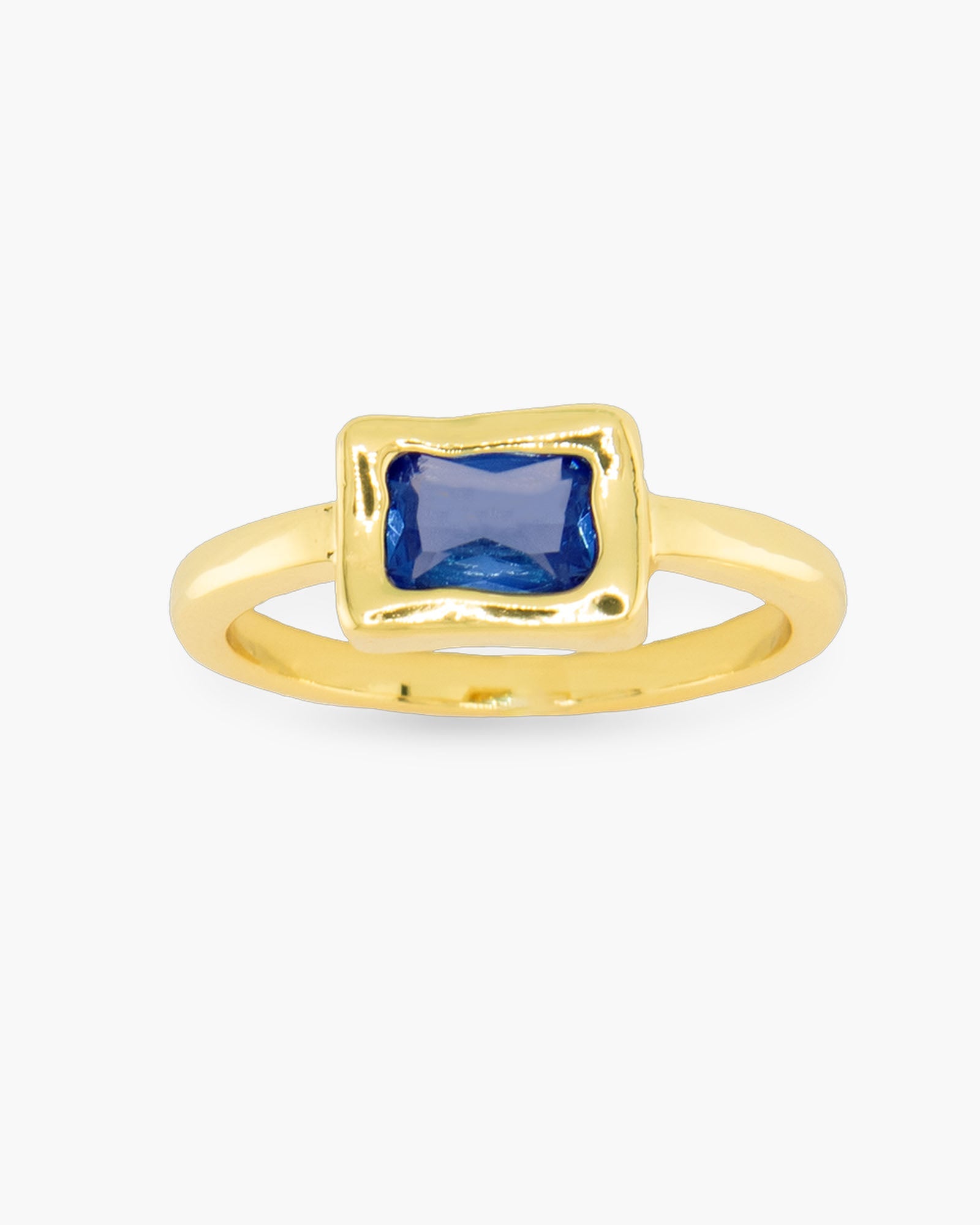 Gold Sapphire CZ Ring