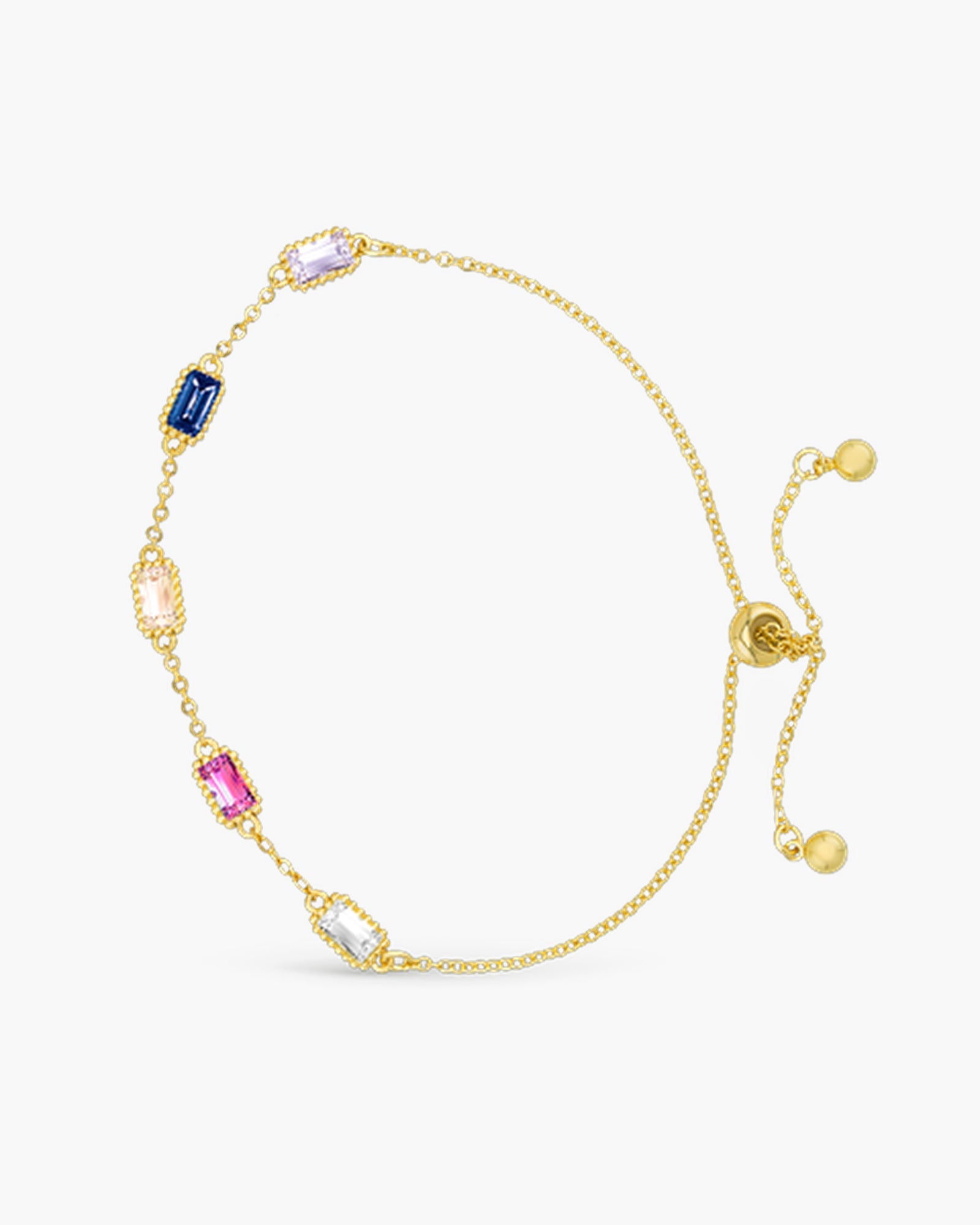 Gold/Multi-Color CZ Station Bracelet