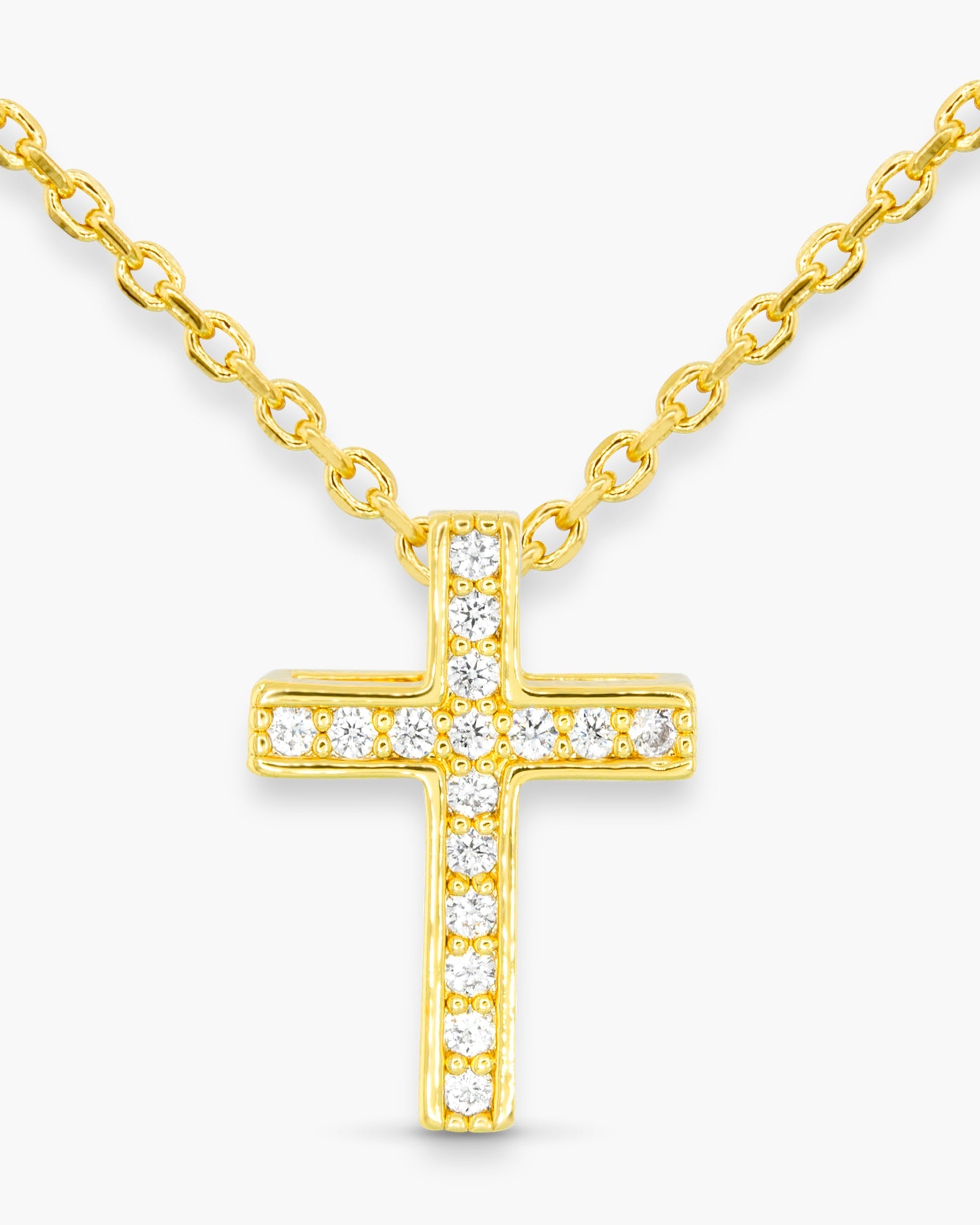 CZ Channel Set Cross Necklace