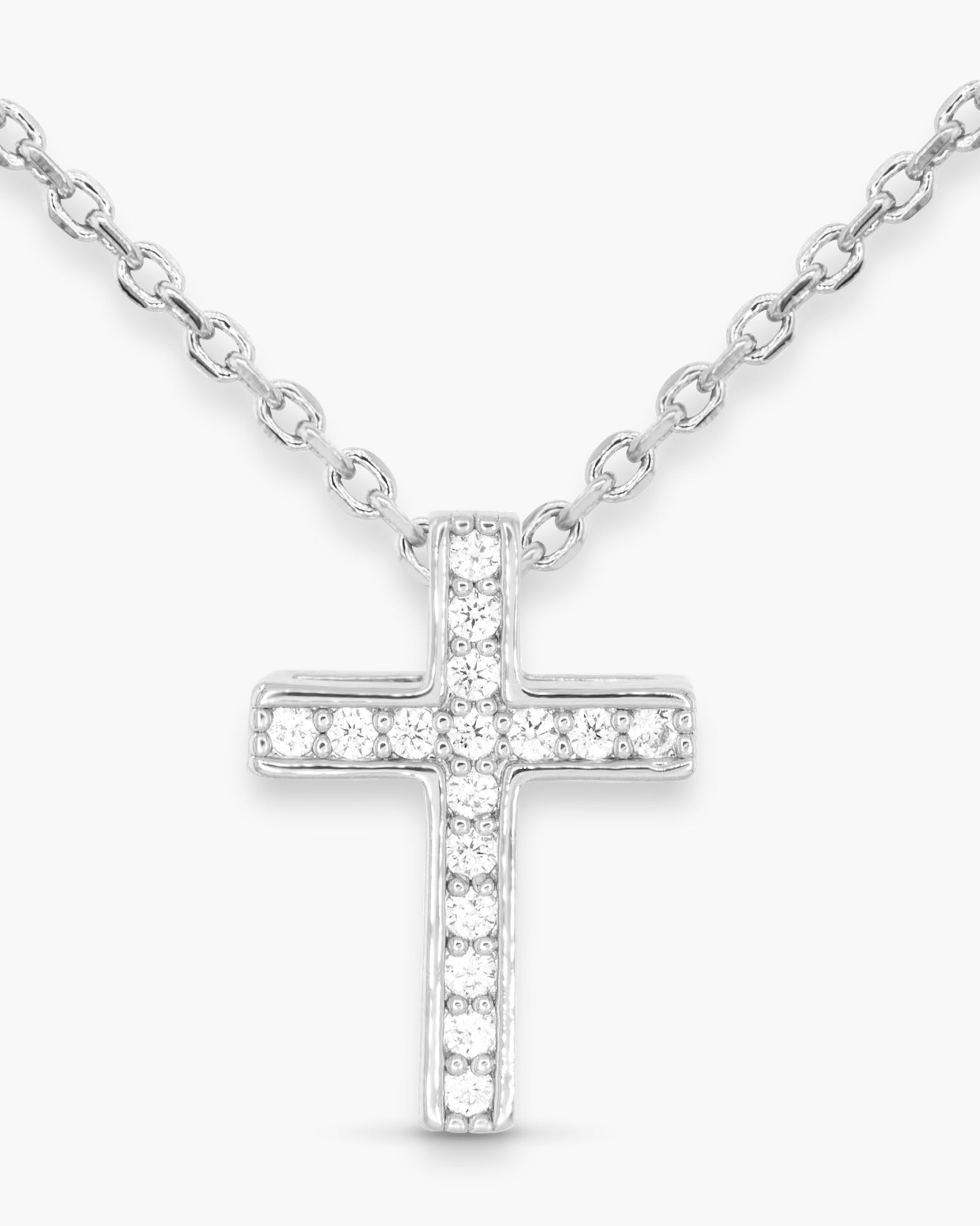 CZ Channel Set Cross Necklace