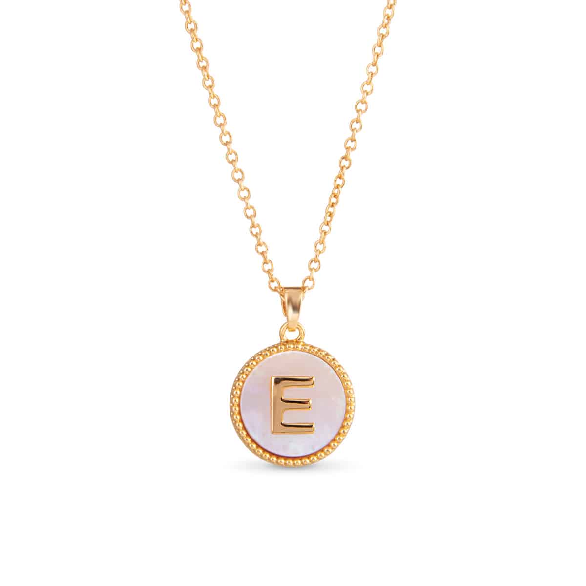 Gold Mother of Pearl Initial Necklaces | 18 Letters