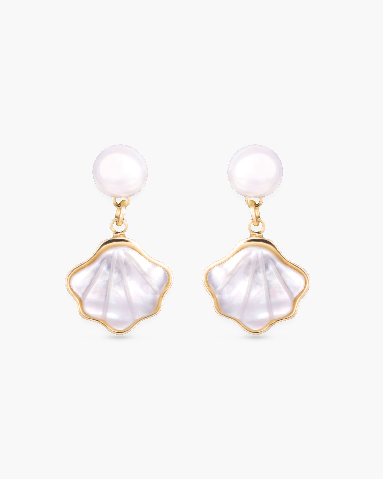 Mother of Pearl Shell Earrings - Gold