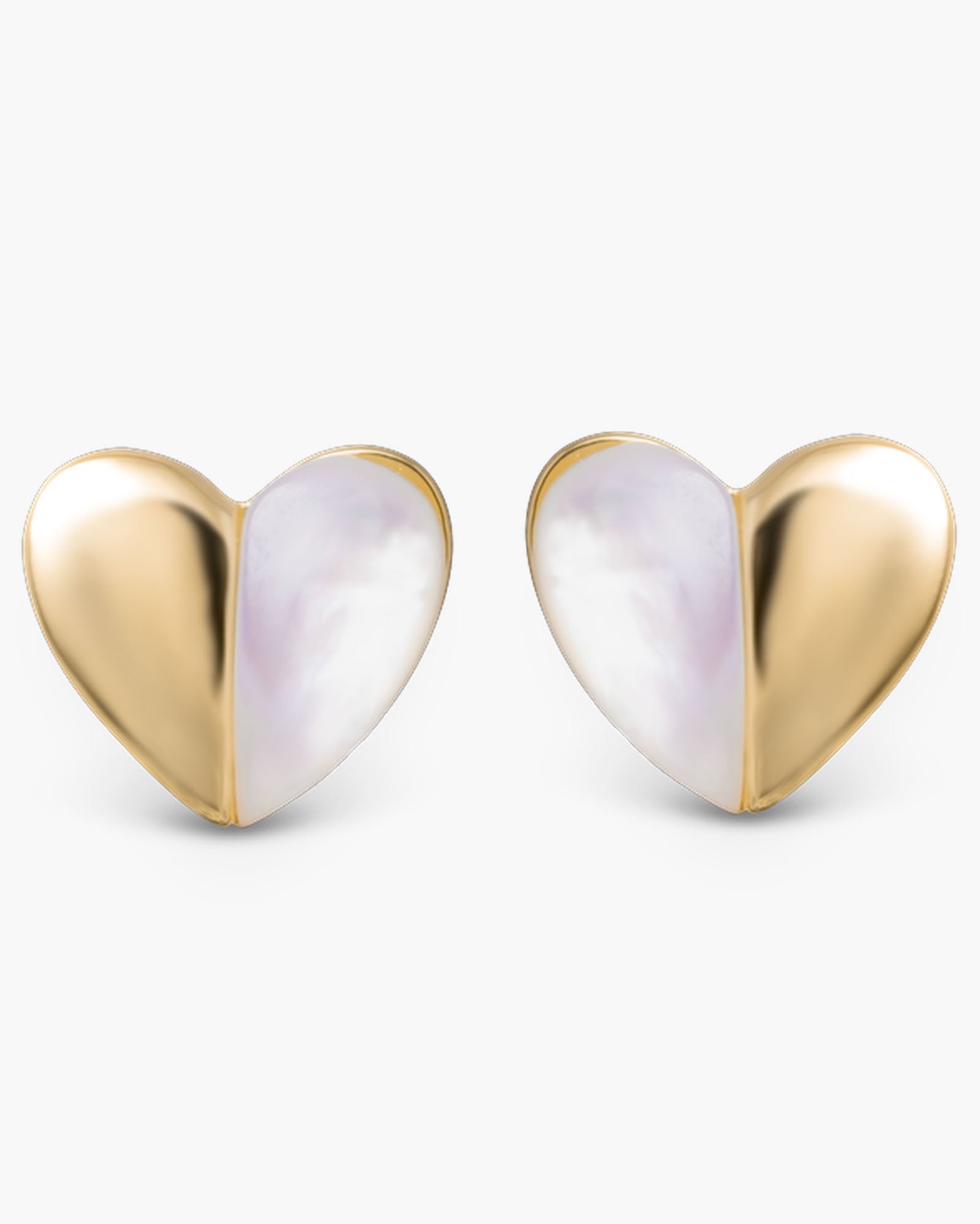 Two Sided Heart Mother of Pearl Earrings - Gold