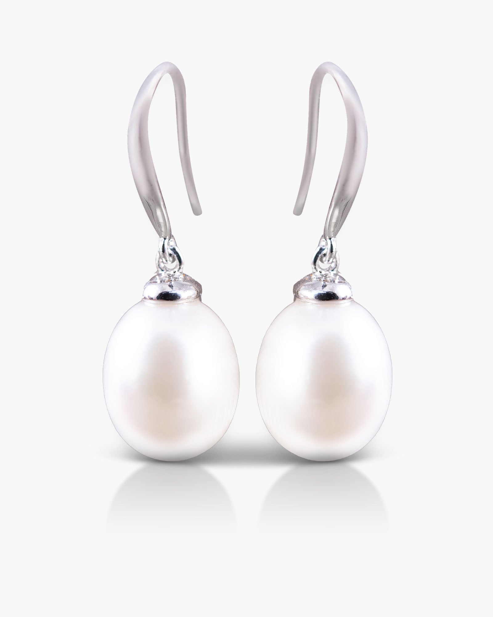 Drop Pearl Earrings - Natural White - Silver