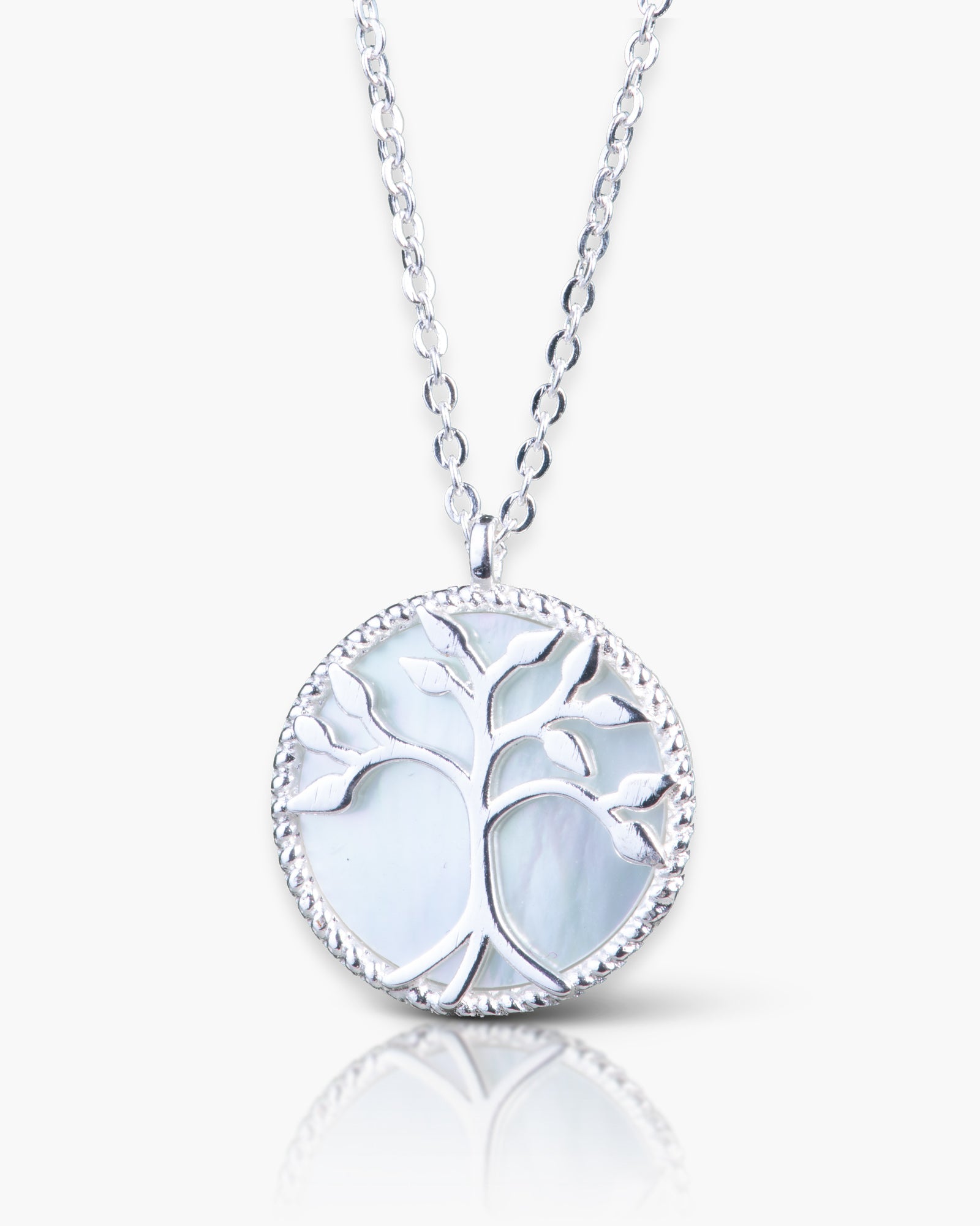 Mother of Pearl Tree Necklace - Silver