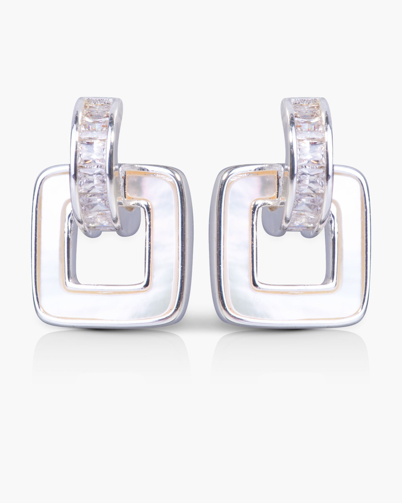 Square CZ/Mother of Pearl Earrings