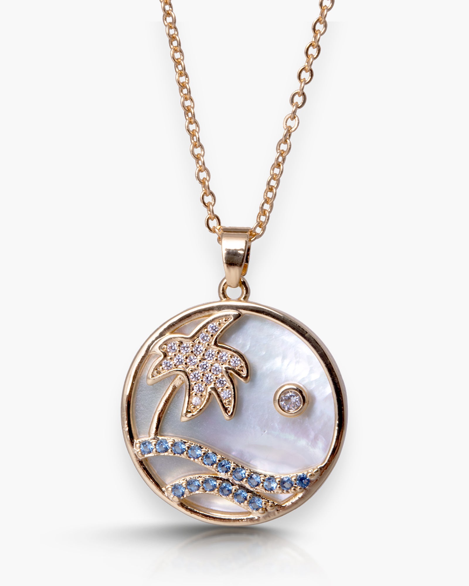 Beach Love MOP CZ Necklace - Gold