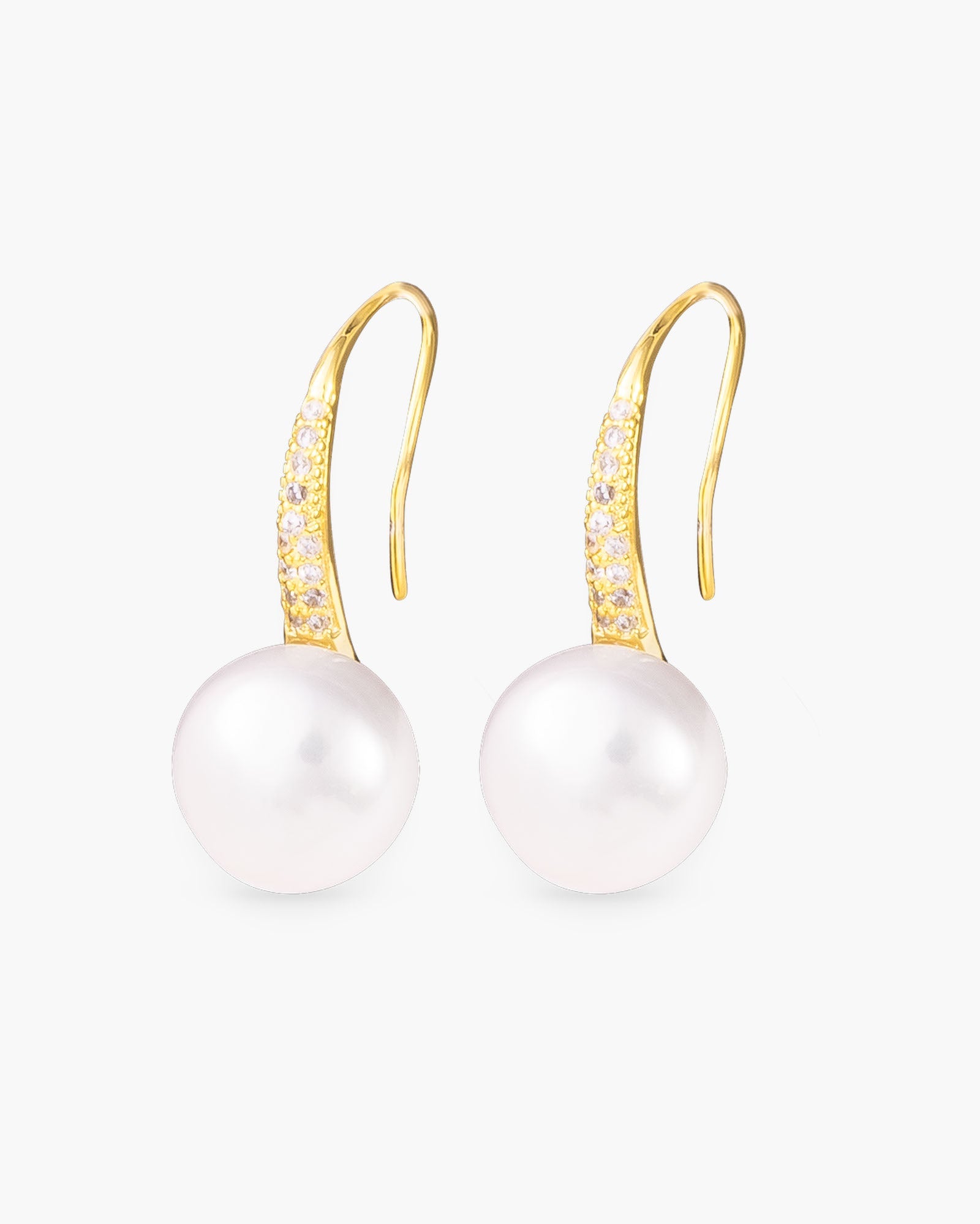 Pearl Stud Hoop Earrings - Gold