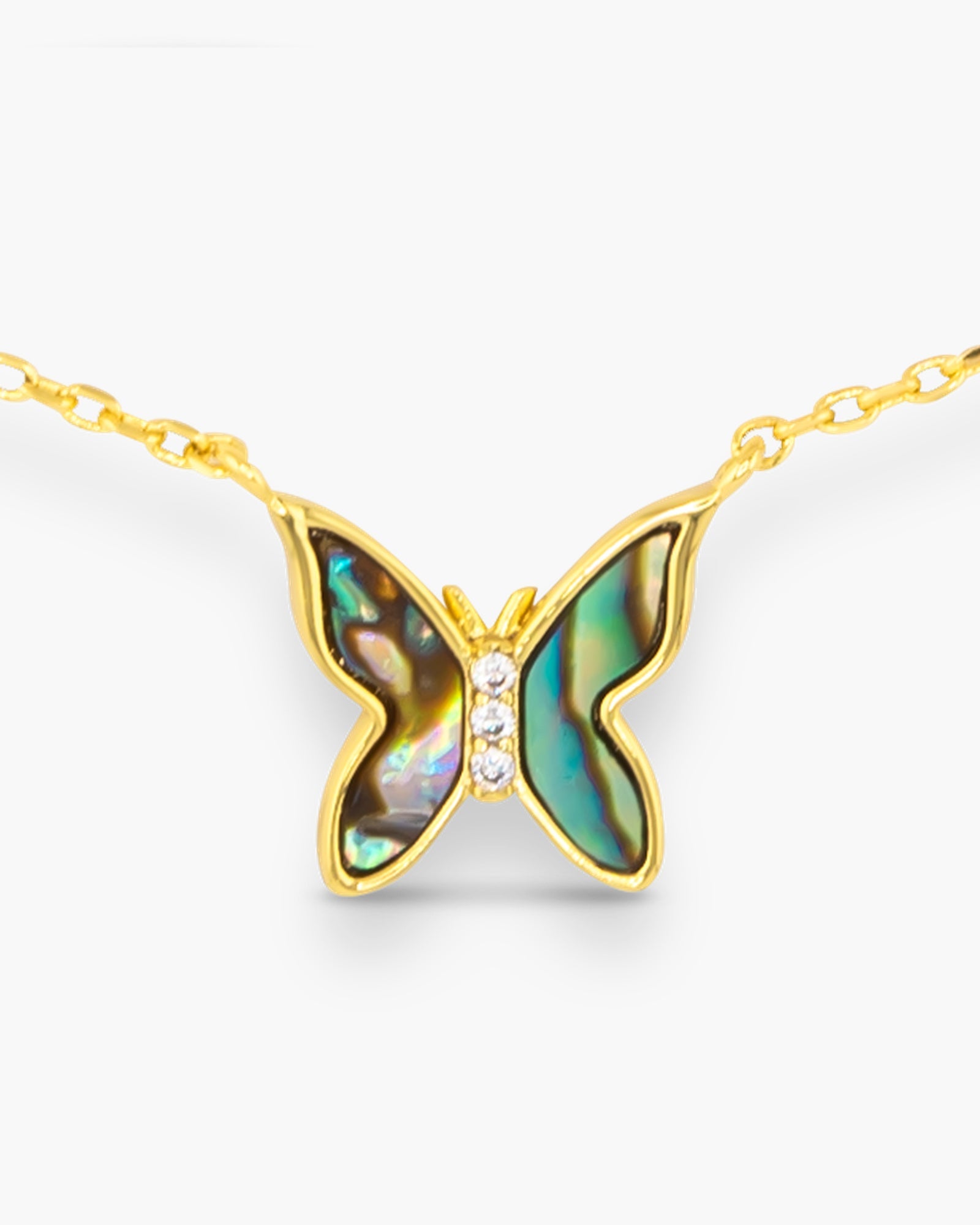 Gold MOP Butterfly Necklace