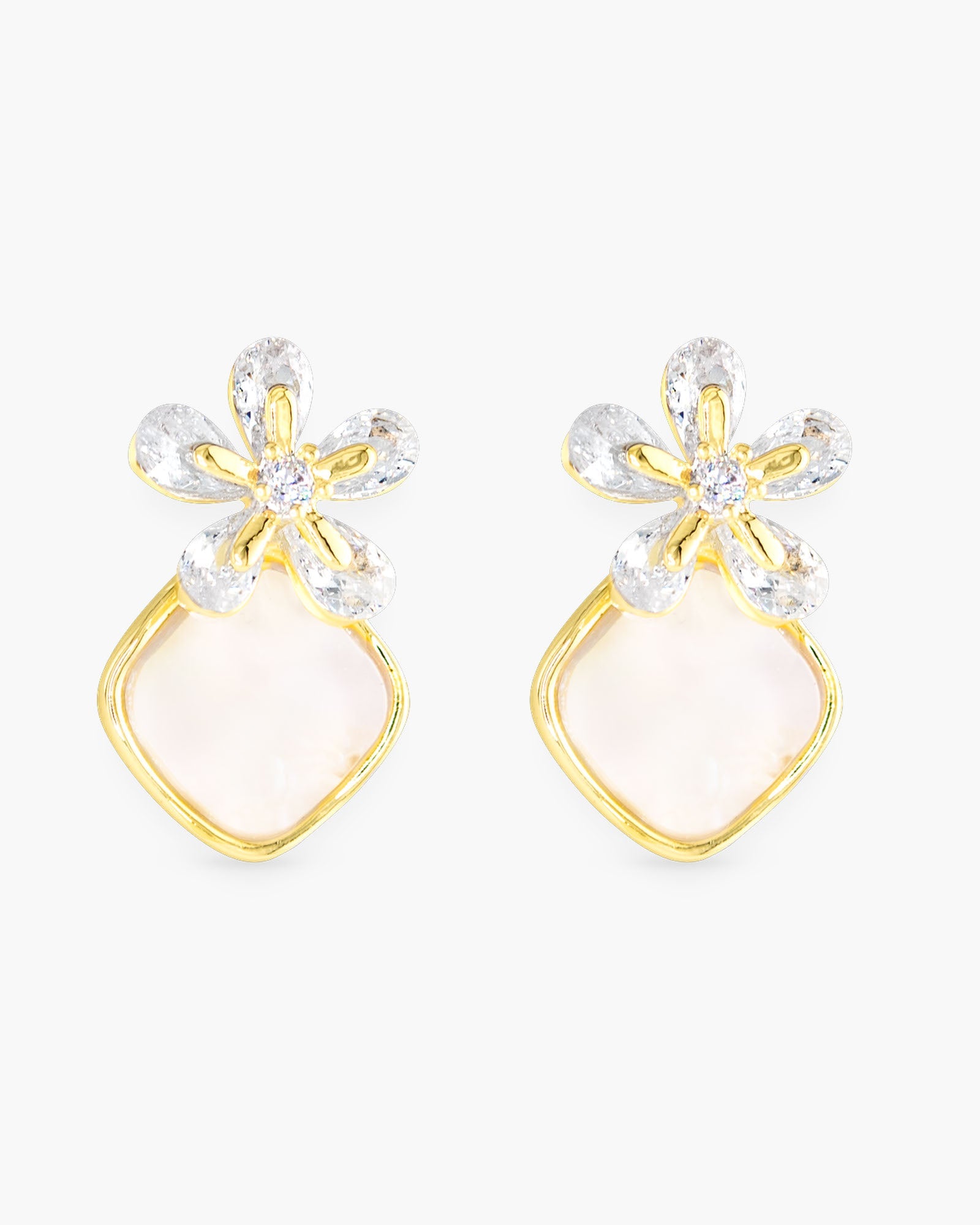 MOP CZ Gold Earring