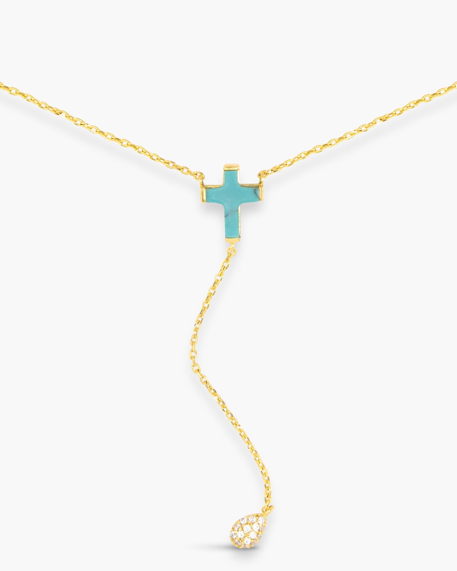 Gold Turquoise Cross Necklace