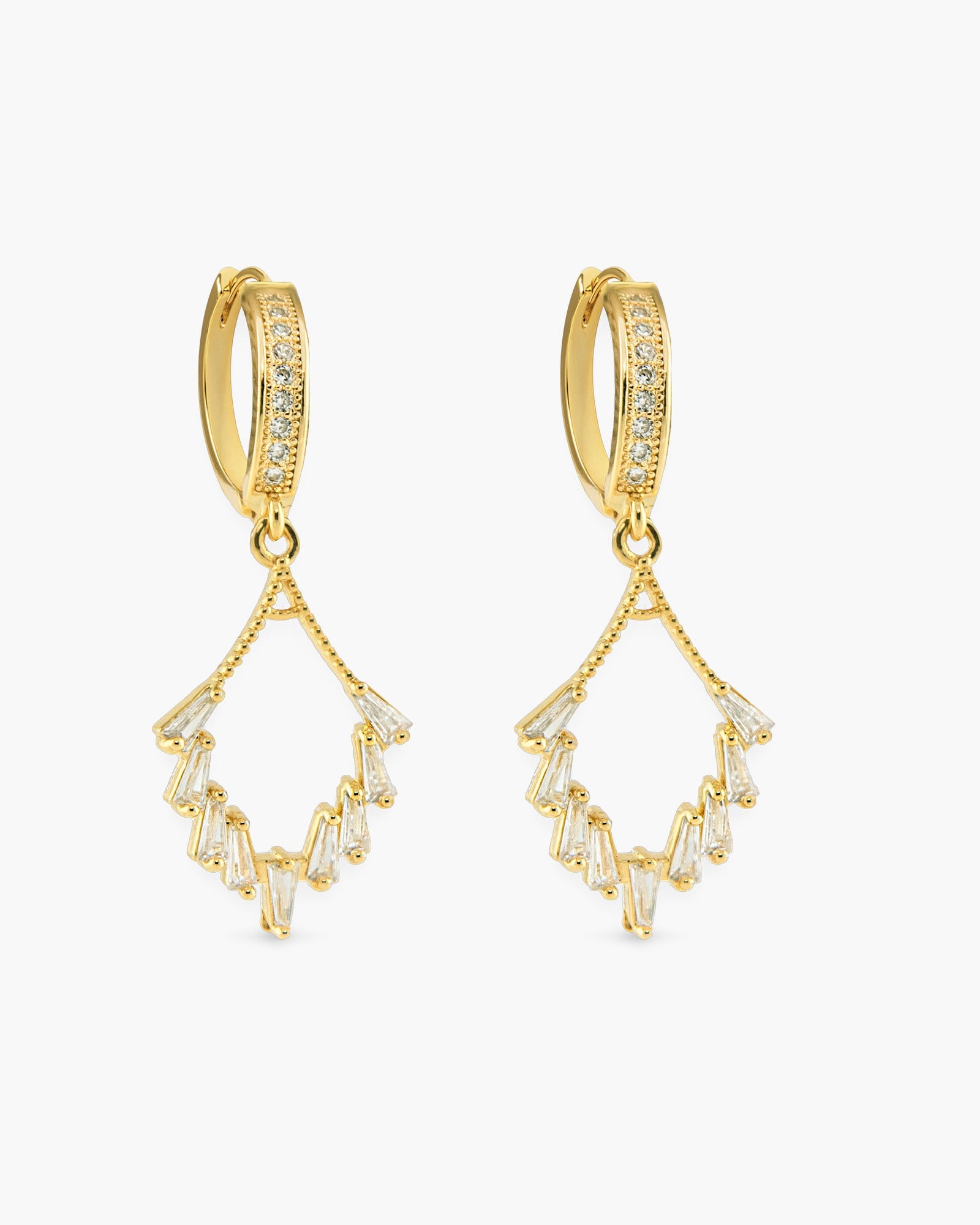 Gold Dangle Earrings- Clear