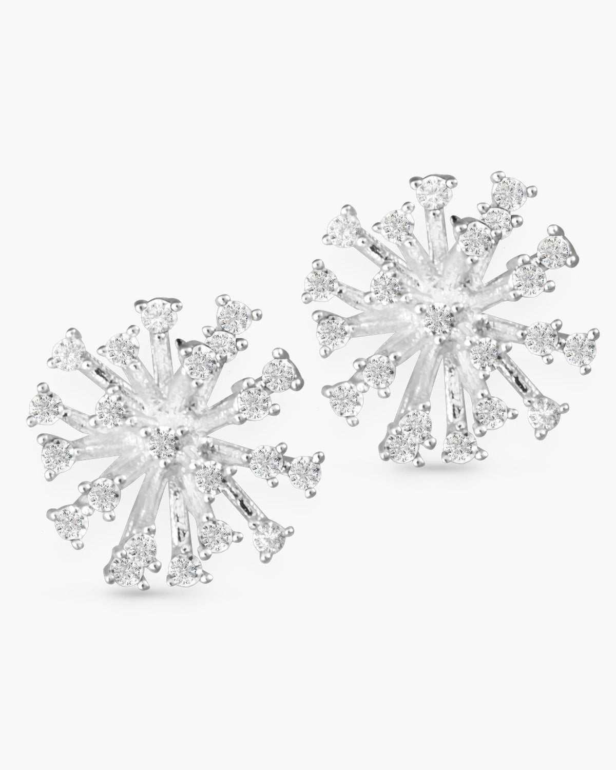 Silver Clear CZ Firework Earrings