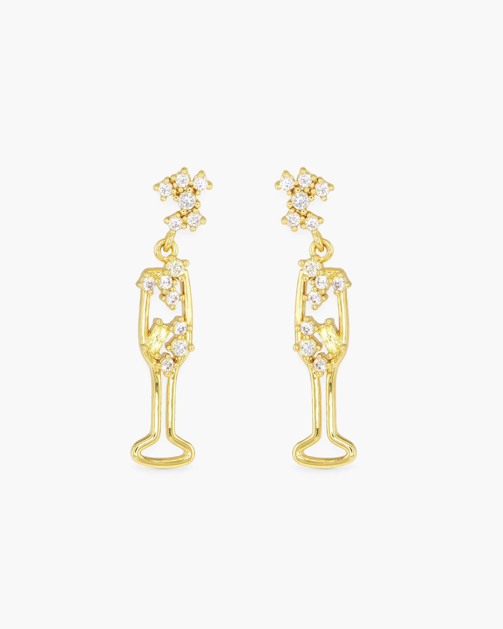 Gold CZ Champagne Flute Earrings