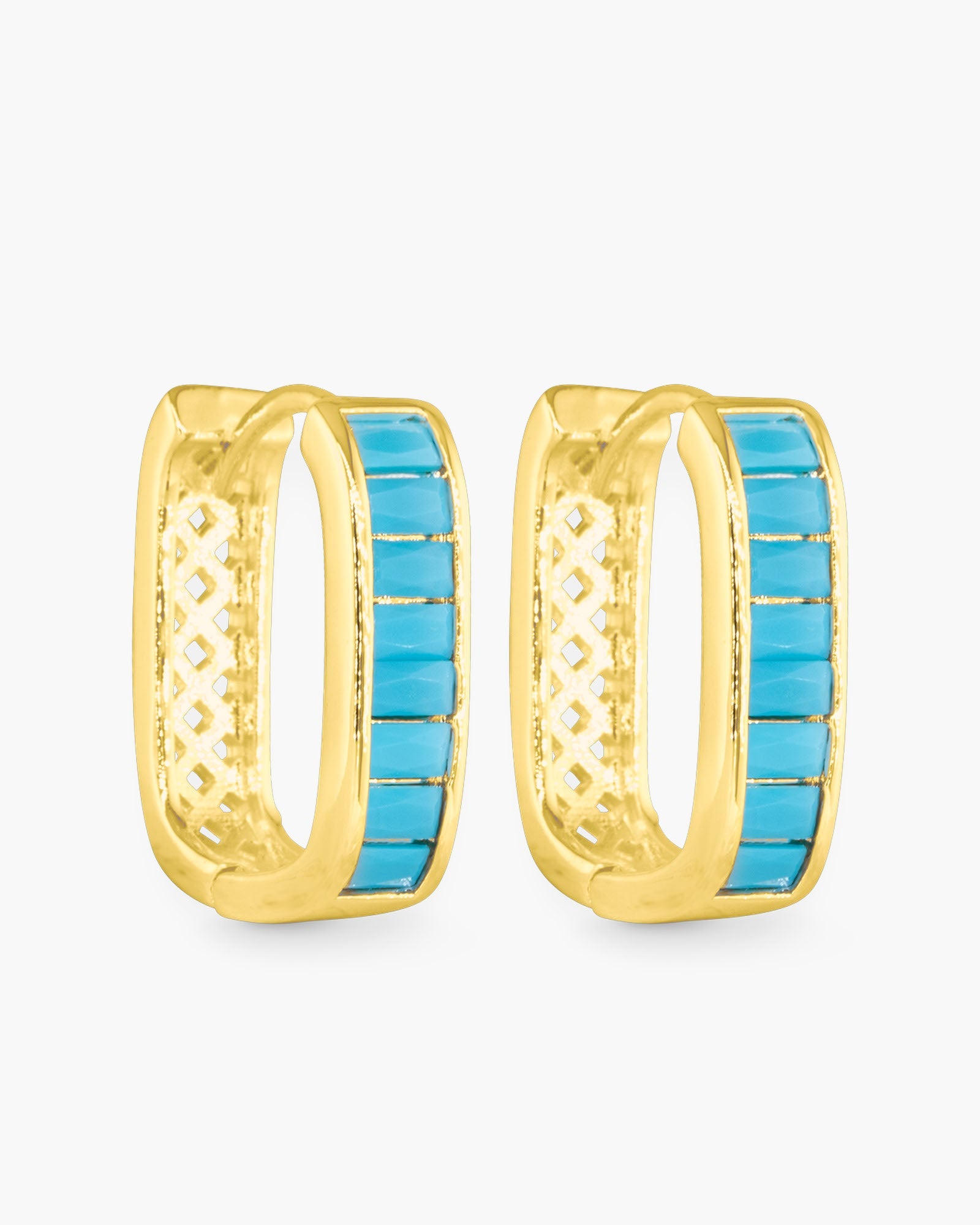 Turquoise Rectangle Hoop Earrings