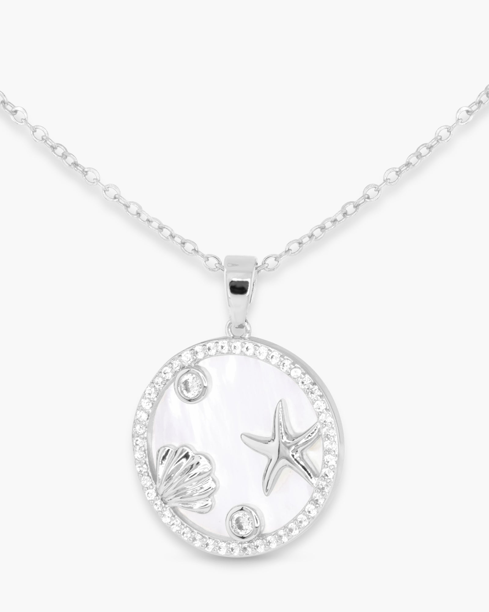 CZ & MOP Coastal Disk Necklace
