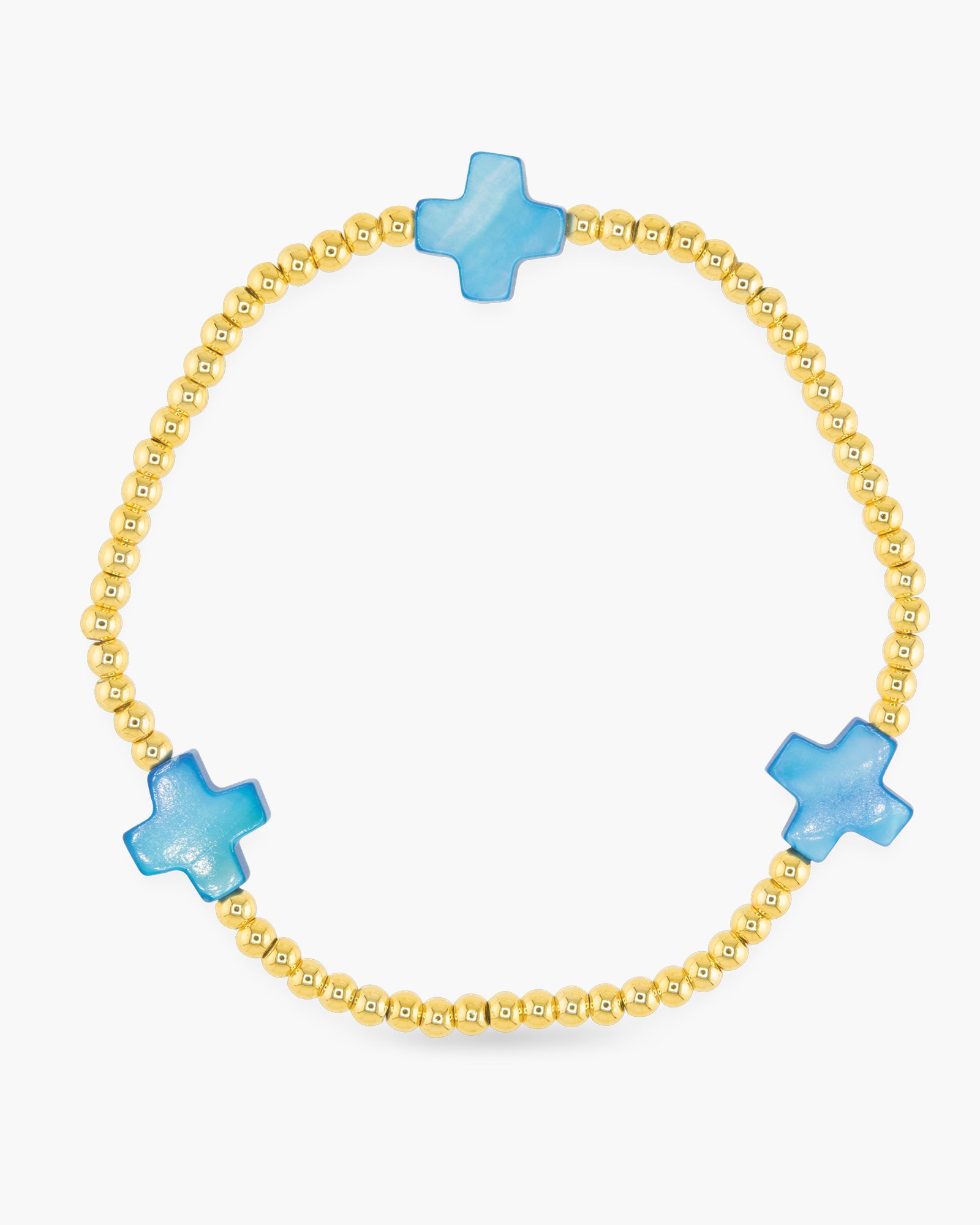 Stackable Gold Bead Bracelet with Cross
