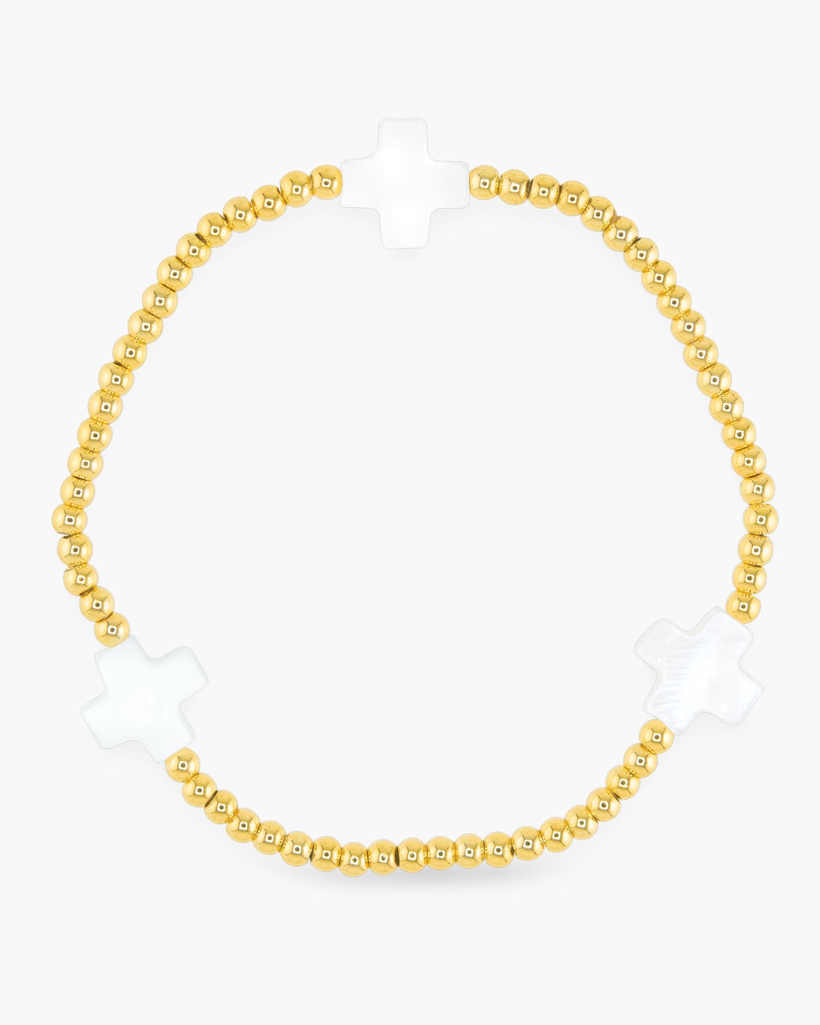 Stackable Gold Bead Bracelet with Cross