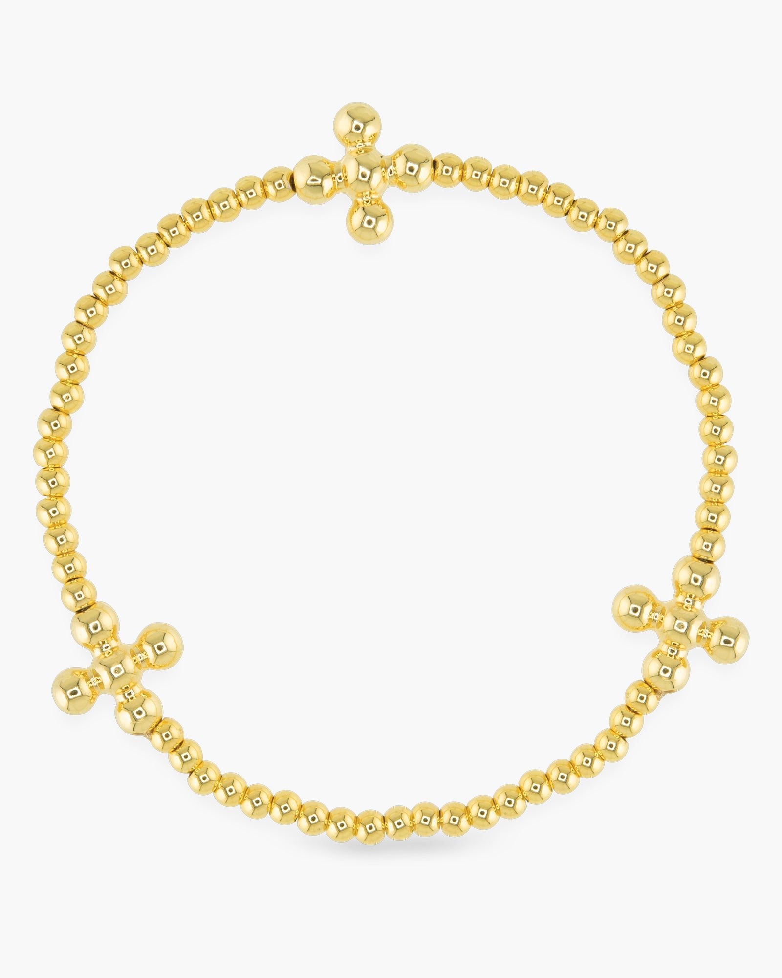 Stackable Gold Beaded with Beaded Cross