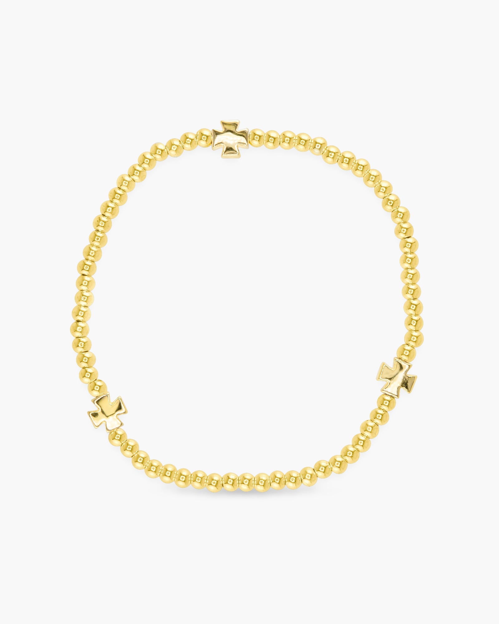 Stackable Beaded Bracelets with Gold Crosses