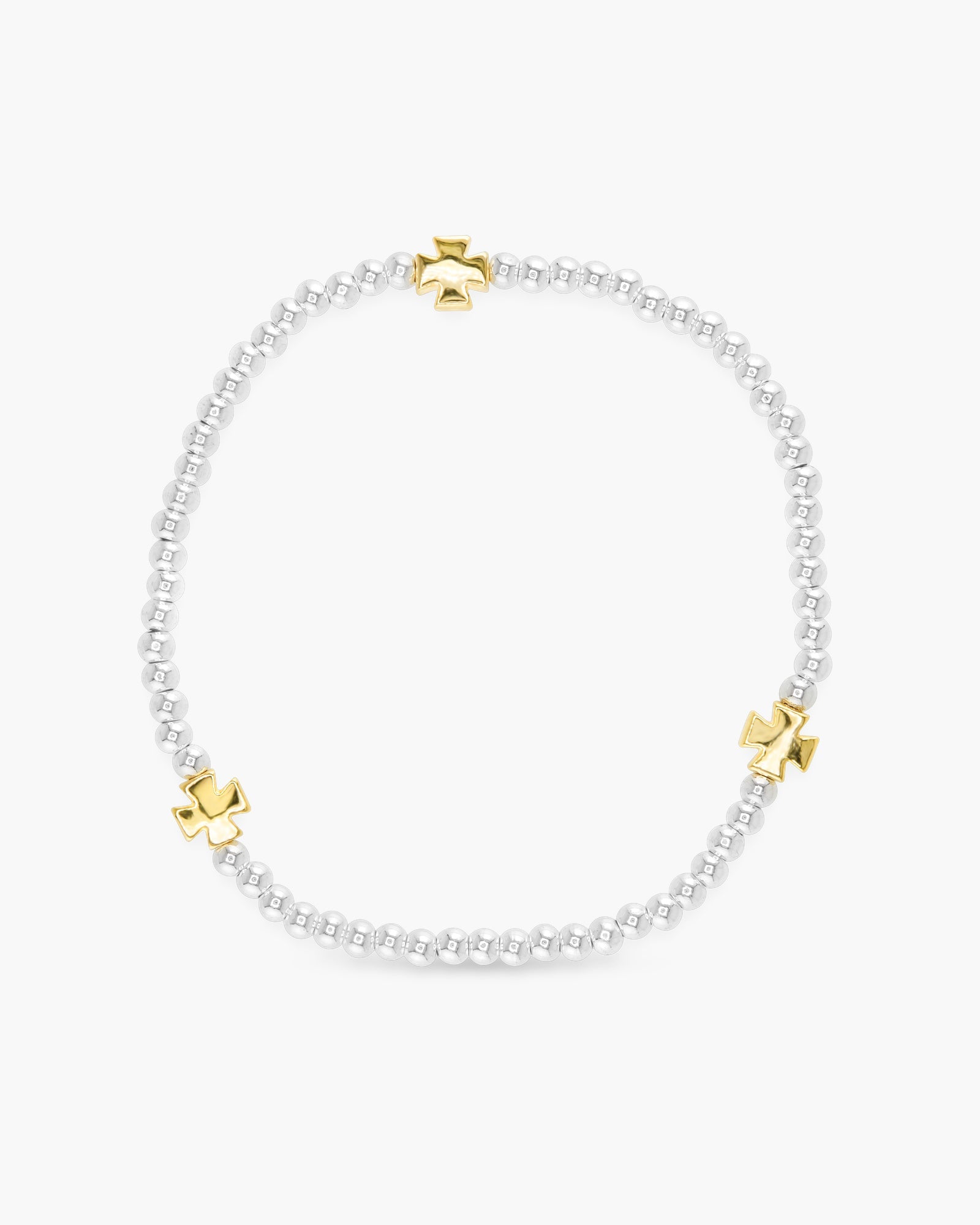 Stackable Beaded Bracelets with Gold Crosses