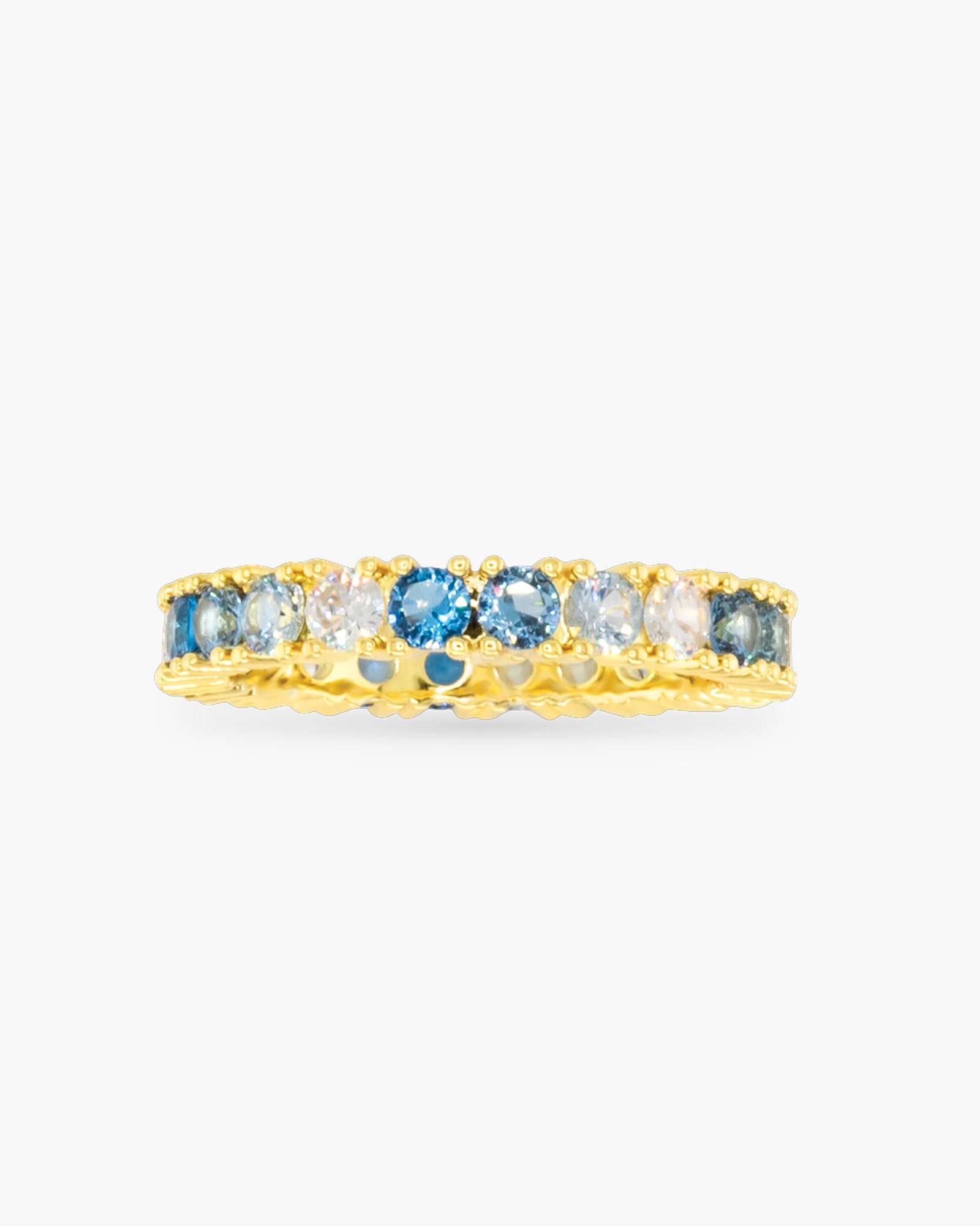 Gold CZ Blue Ombre Ring