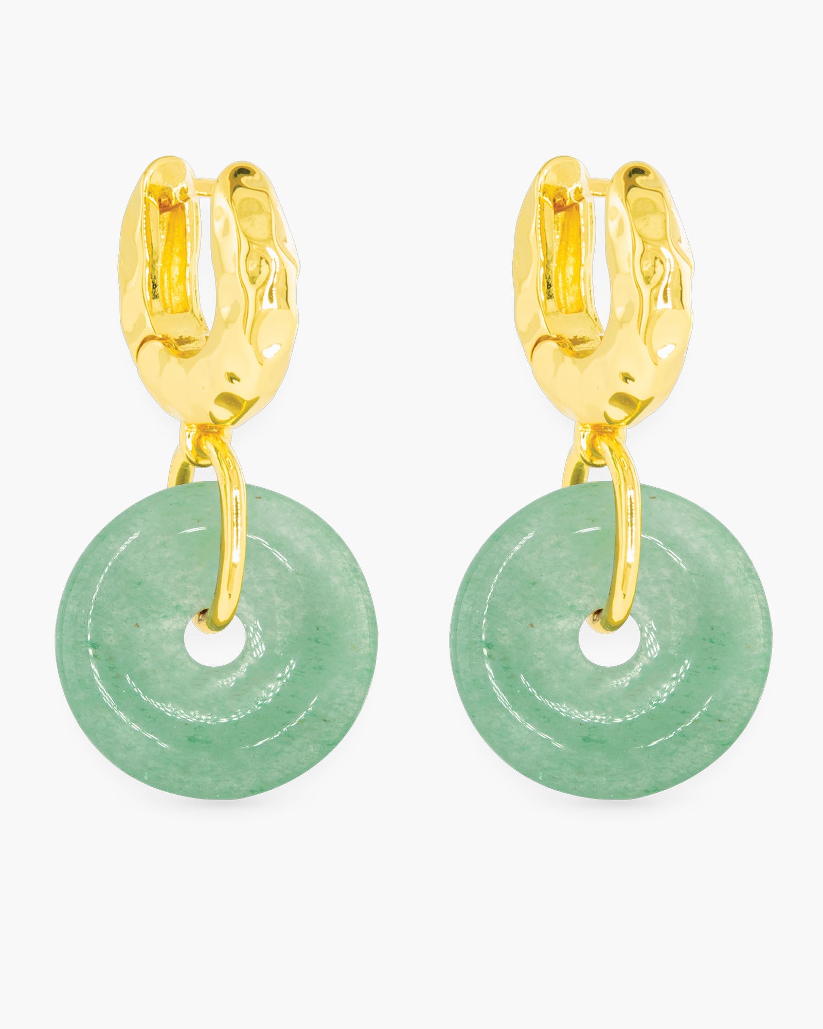 Gold Enamel Round Earrings